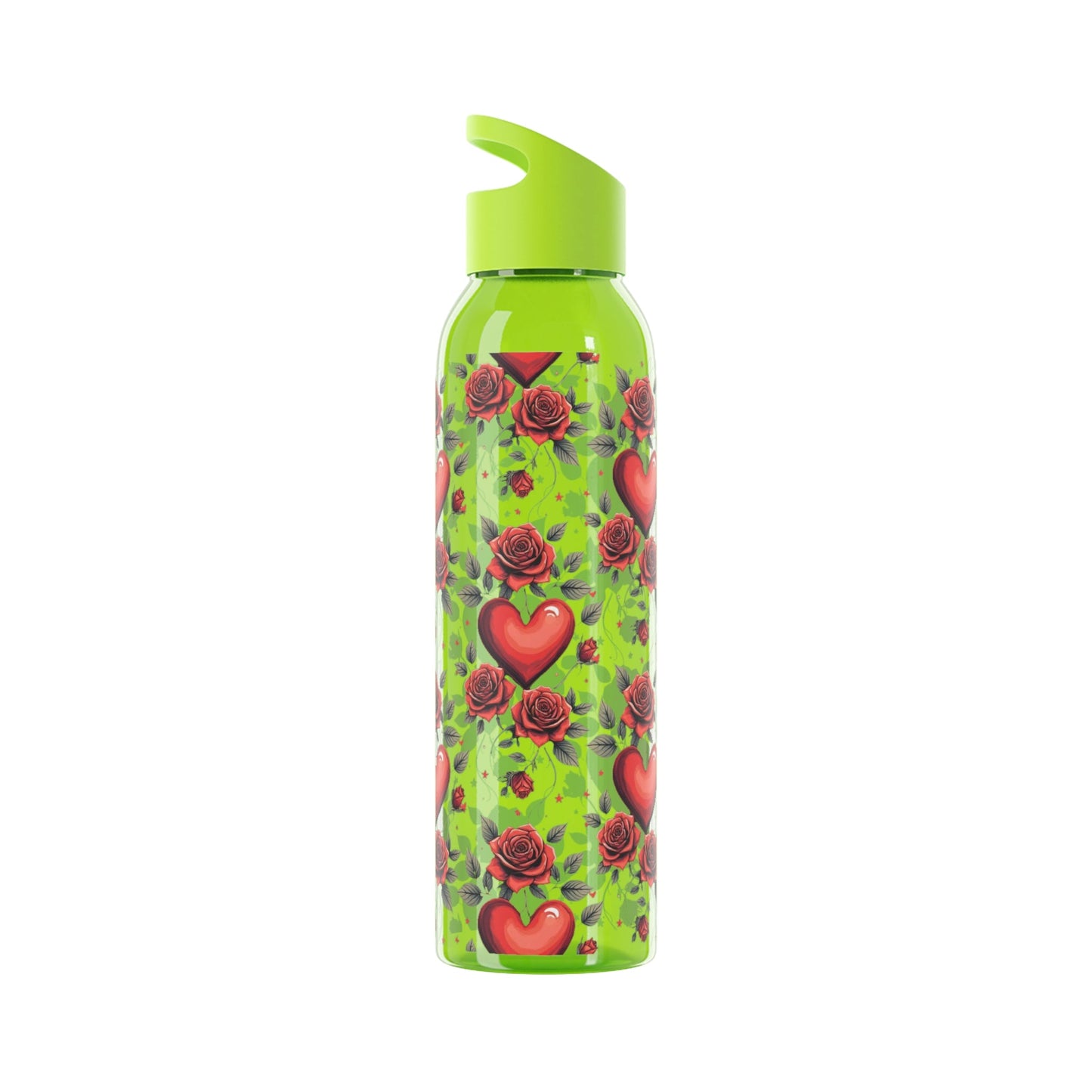 Rose & Heart Pattern Water Bottle â€” Romantic Floral Drink Bottle - SJM Print Store