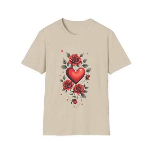 Roses & Heart Classic T-Shirt Floral Heart Tee - SJM Print Store