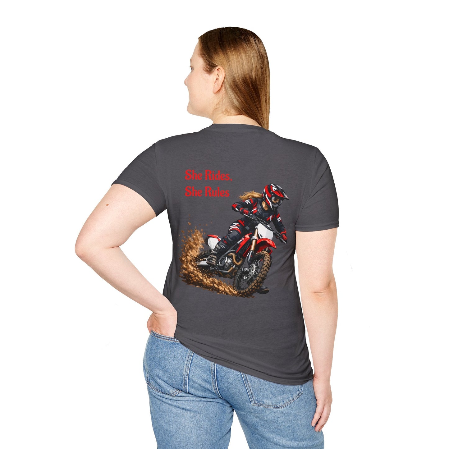 She Rides, She Rules Dirt Bike T-Shirt - SJM Print Store