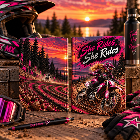 She Rides She Rules Hardback Journal – Girls Motocross Notebook - SJM Print Store