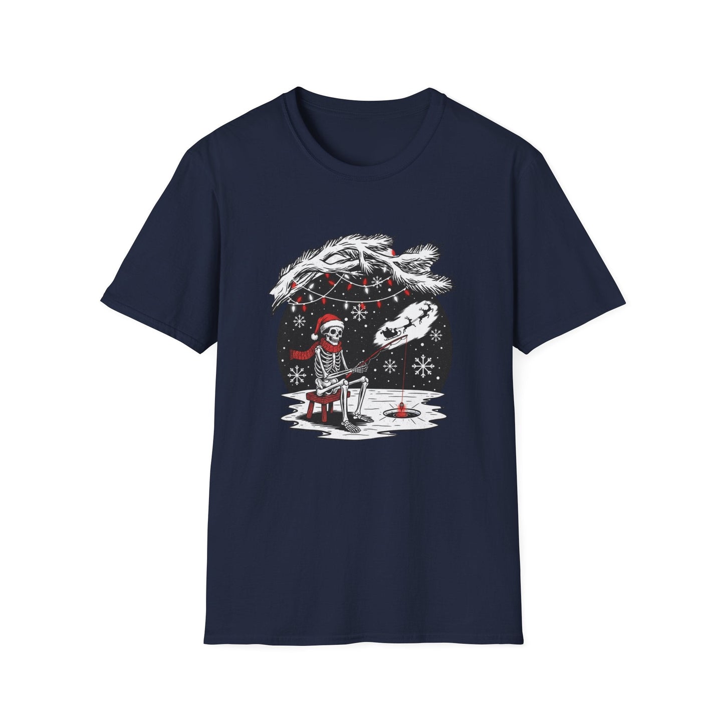 Skeleton Fishing Christmas T-Shirt - SJM Print Store