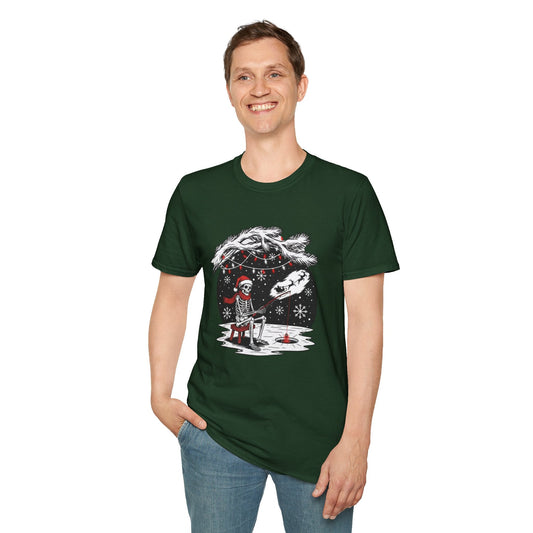 Skeleton Fishing Christmas T-Shirt - SJM Print Store