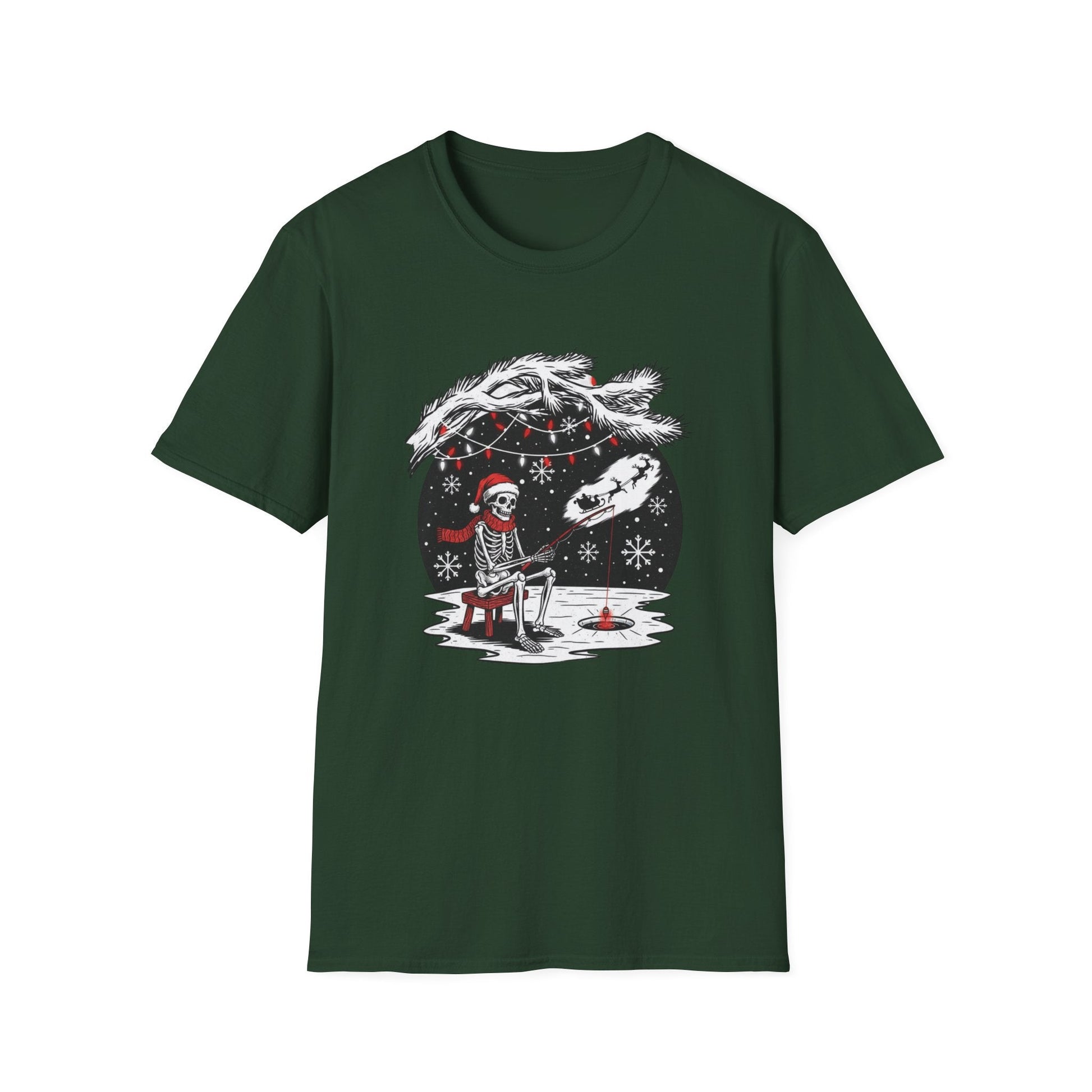 Skeleton Fishing Christmas T-Shirt - SJM Print Store