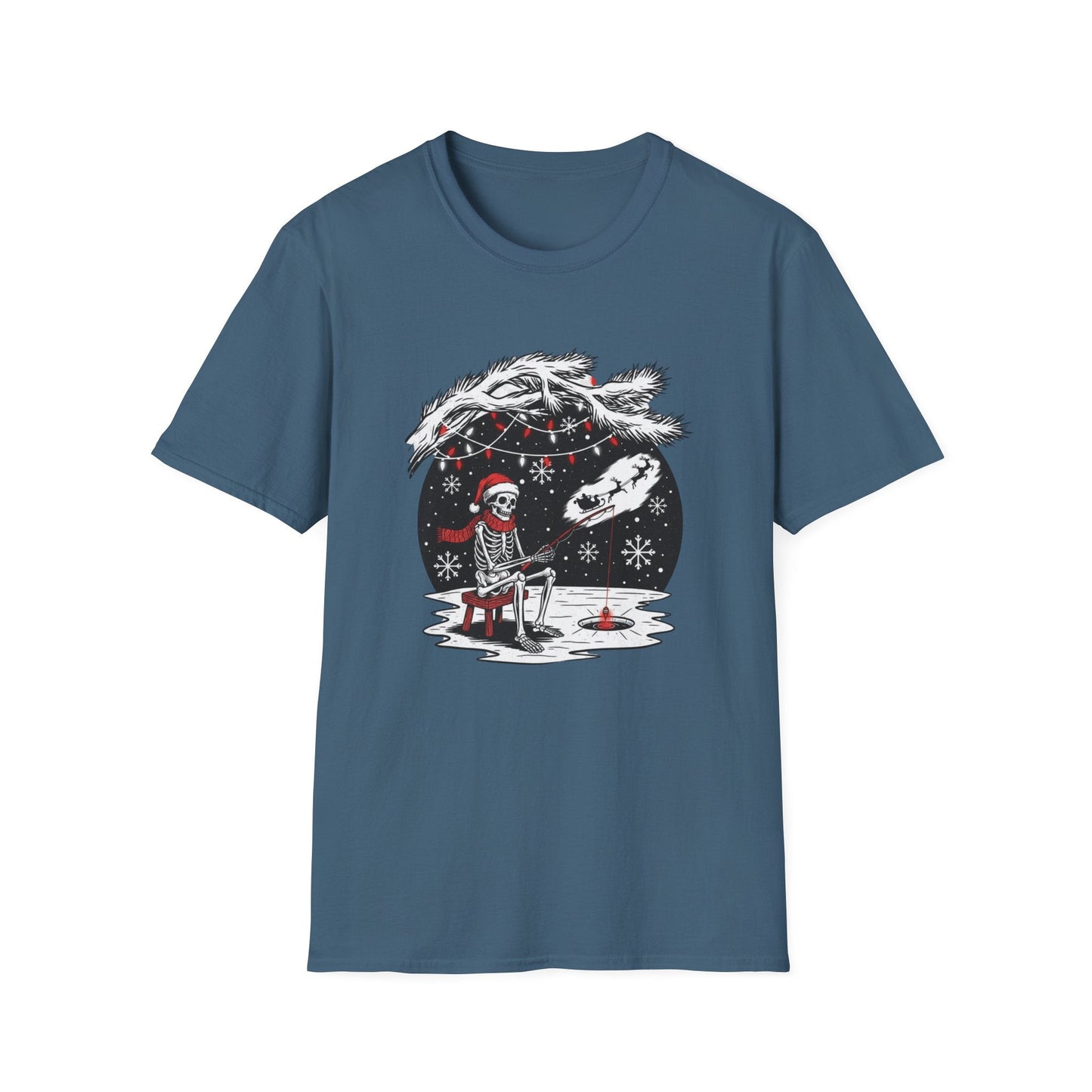 Skeleton Fishing Christmas T-Shirt - SJM Print Store