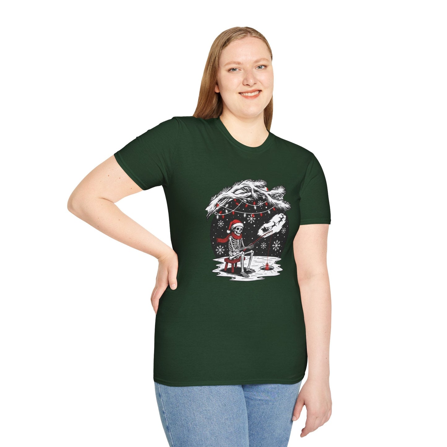 Skeleton Fishing Christmas T-Shirt - SJM Print Store