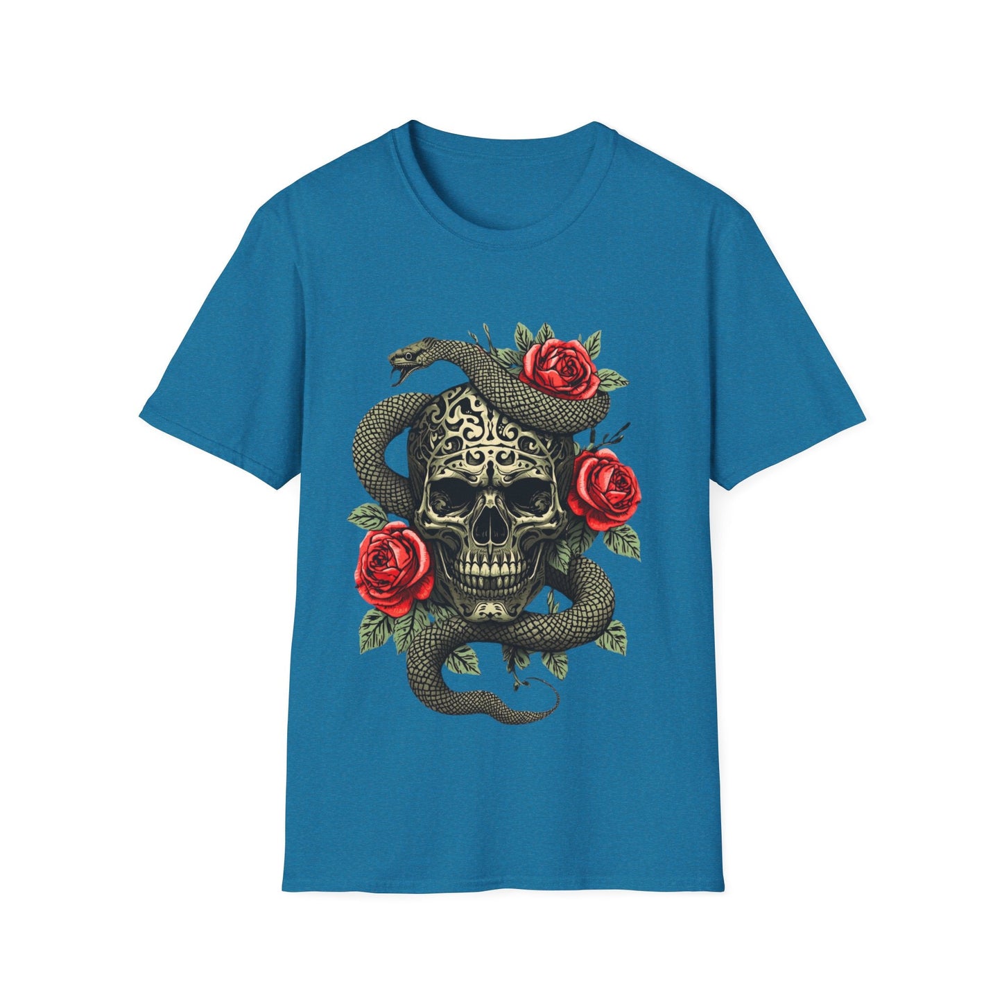 Skull Snake & Rose Graphic T-Shirt Iron Skull Design - SJM Print Store