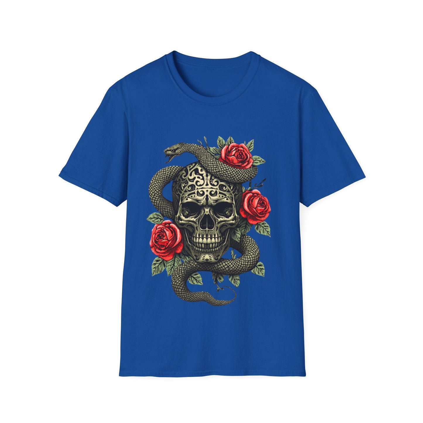 Skull Snake & Rose Graphic T-Shirt Iron Skull Design - SJM Print Store