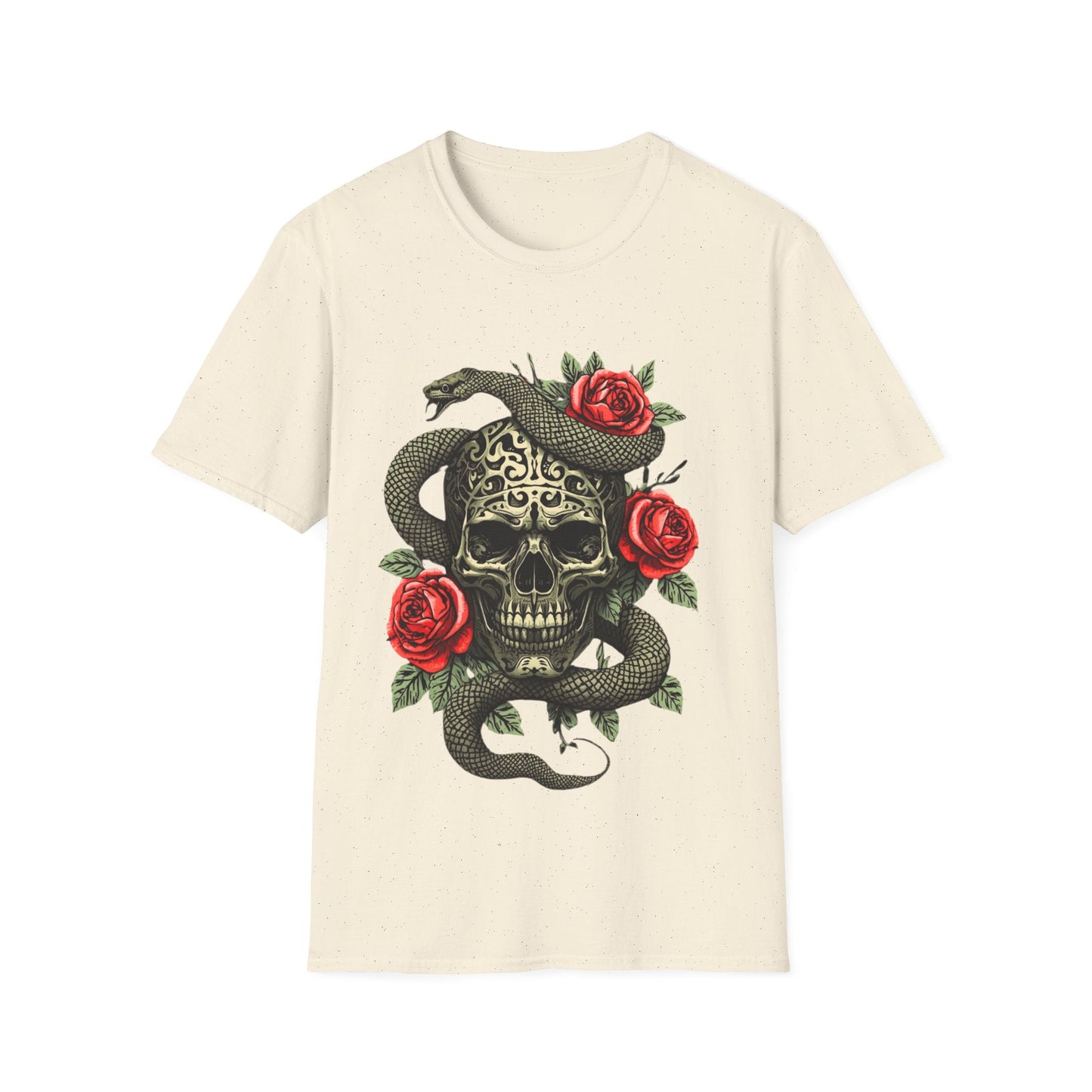 Skull Snake & Rose Graphic T-Shirt Iron Skull Design - SJM Print Store