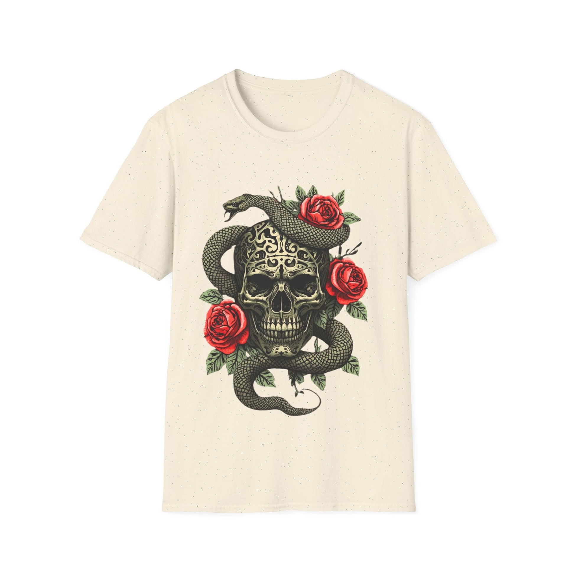 Skull Snake & Rose Graphic T-Shirt Iron Skull Design - SJM Print Store