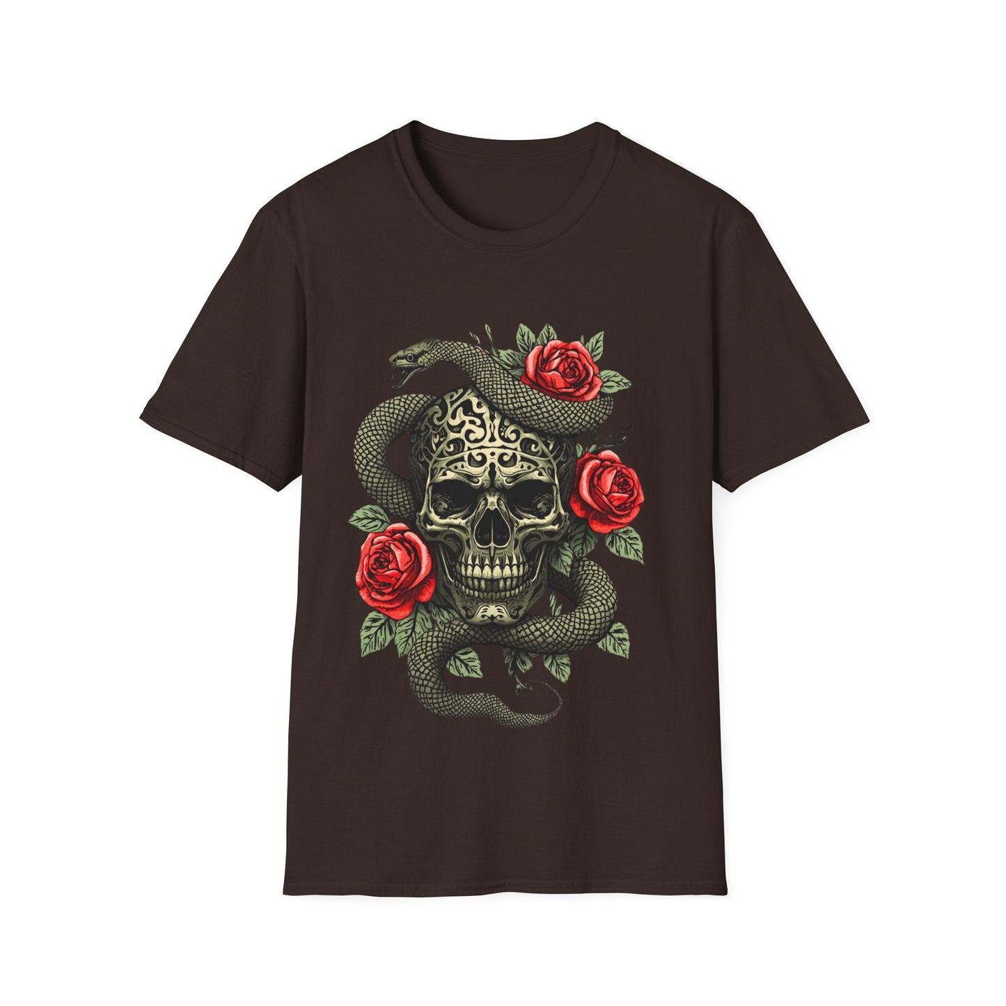 Skull Snake & Rose Graphic T-Shirt Iron Skull Design - SJM Print Store