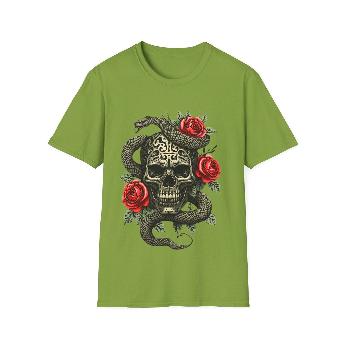 Skull Snake & Rose Graphic T-Shirt Iron Skull Design - SJM Print Store