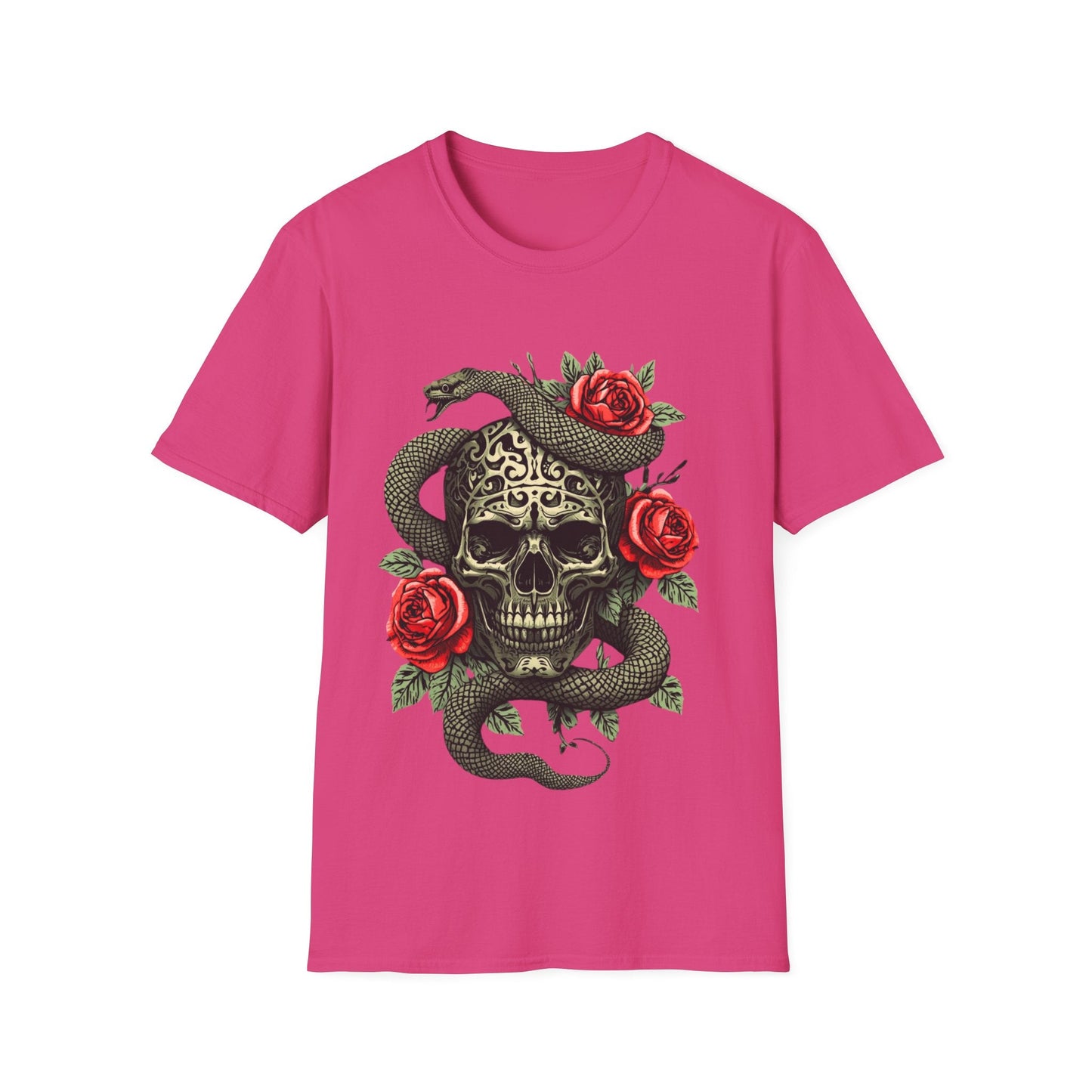 Skull Snake & Rose Graphic T-Shirt Iron Skull Design - SJM Print Store