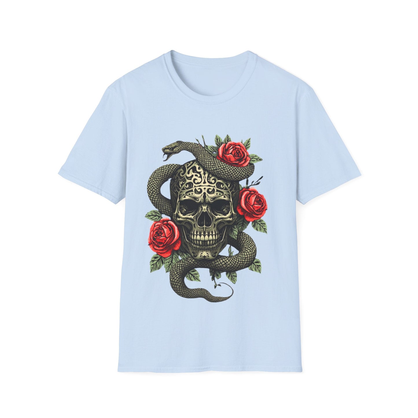 Skull Snake & Rose Graphic T-Shirt Iron Skull Design - SJM Print Store