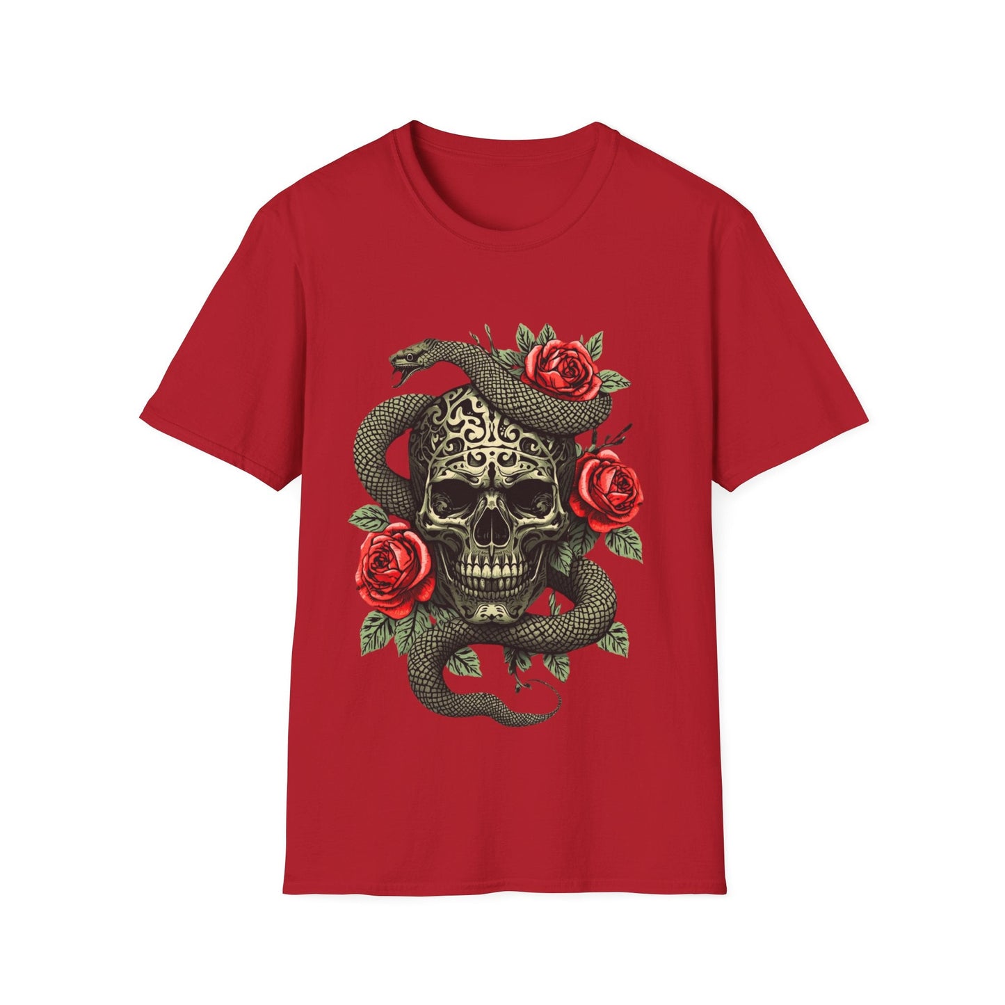 Skull Snake & Rose Graphic T-Shirt Iron Skull Design - SJM Print Store