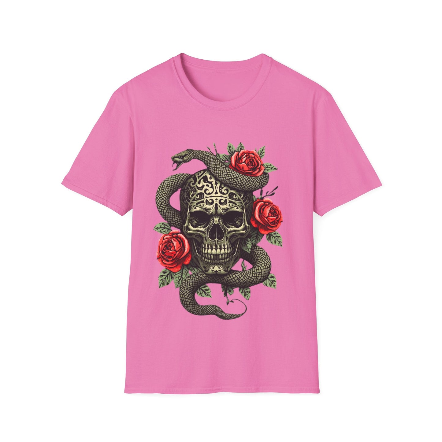 Skull Snake & Rose Graphic T-Shirt Iron Skull Design - SJM Print Store