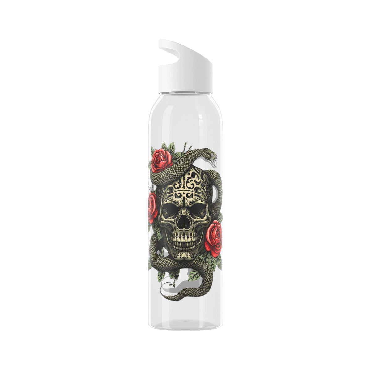 Skull Snake & Roses Water Bottle | Gothic Tattoo Inspired 21.9oz Drinks Bottle - SJM Print Store