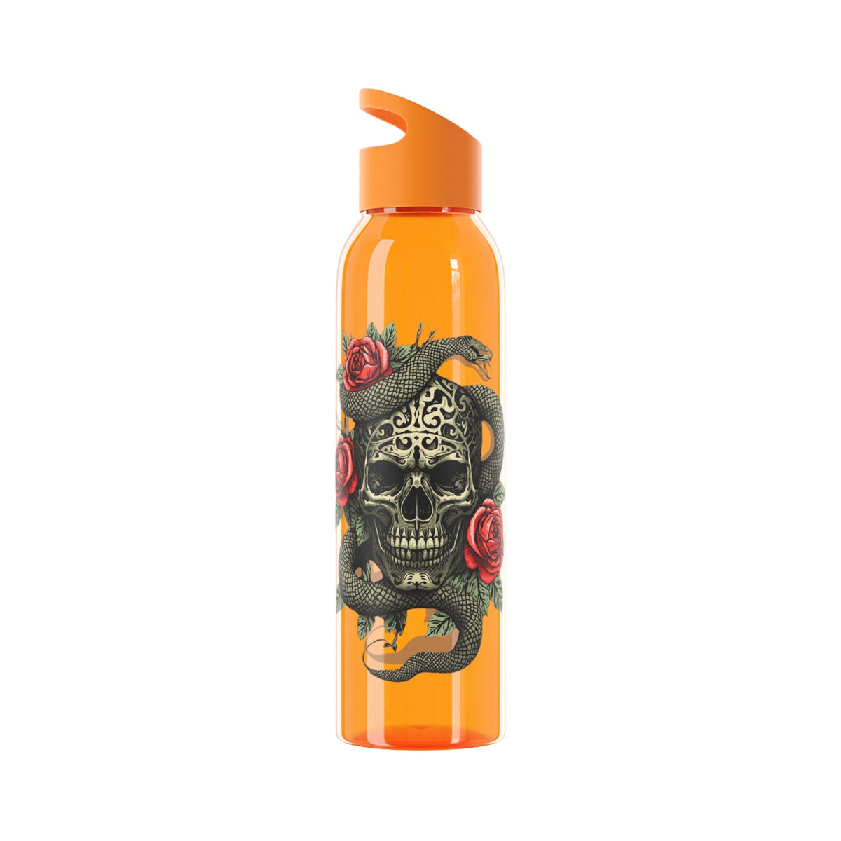 Skull Snake & Roses Water Bottle | Gothic Tattoo Inspired 21.9oz Drinks Bottle - SJM Print Store