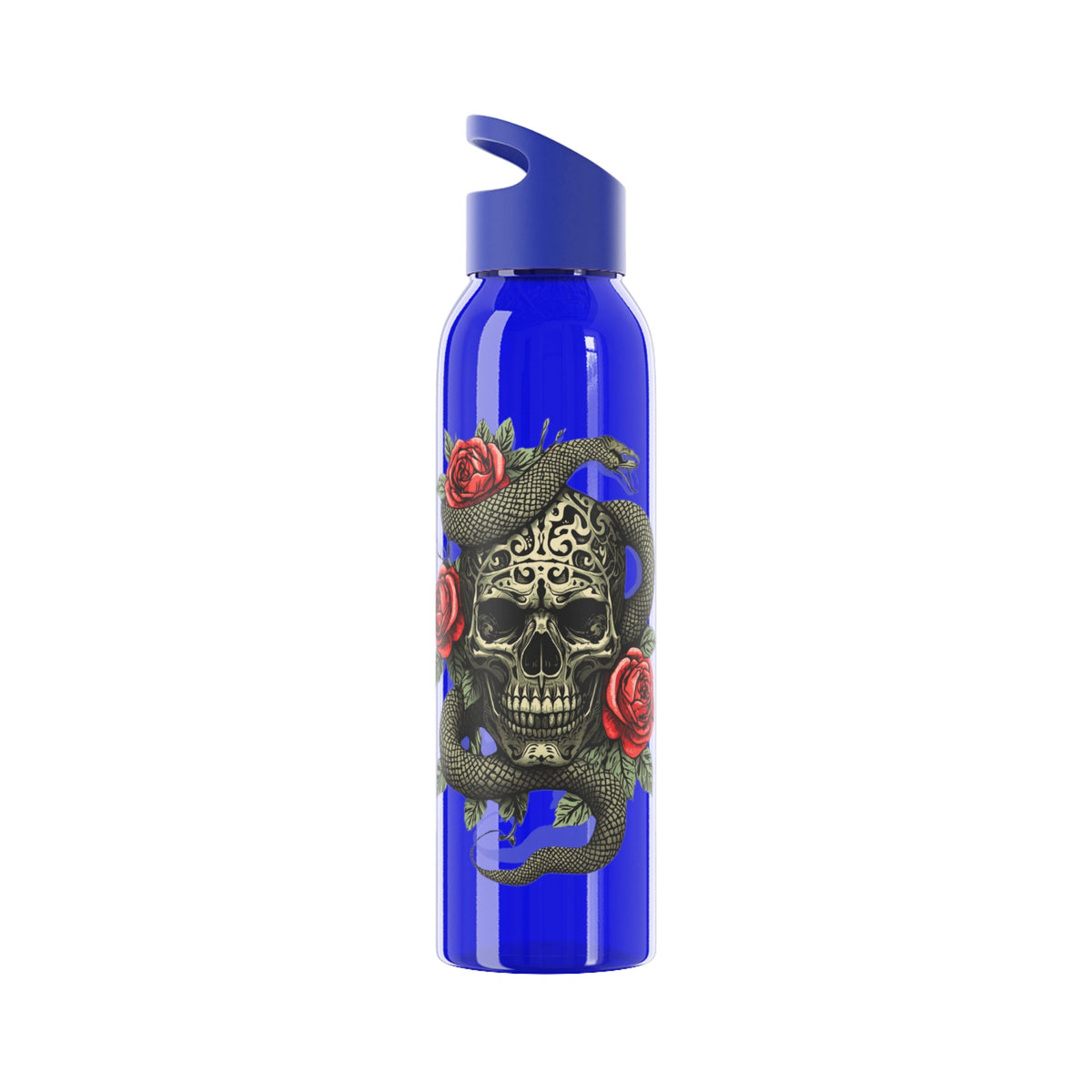 Skull Snake & Roses Water Bottle | Gothic Tattoo Inspired 21.9oz Drinks Bottle - SJM Print Store
