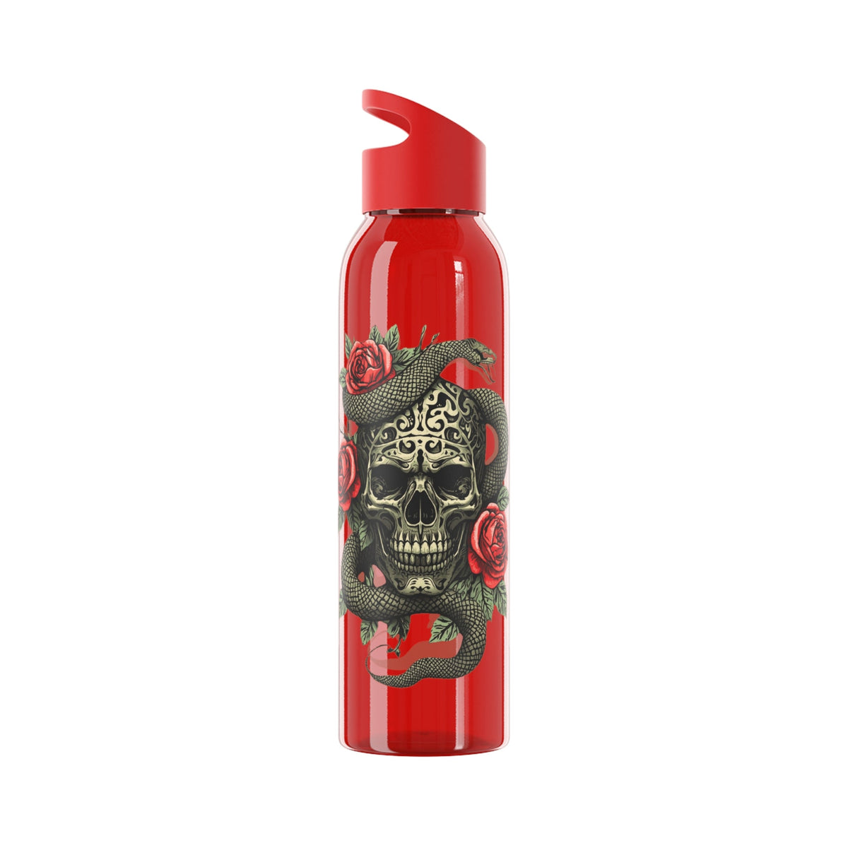 Skull Snake & Roses Water Bottle | Gothic Tattoo Inspired 21.9oz Drinks Bottle - SJM Print Store