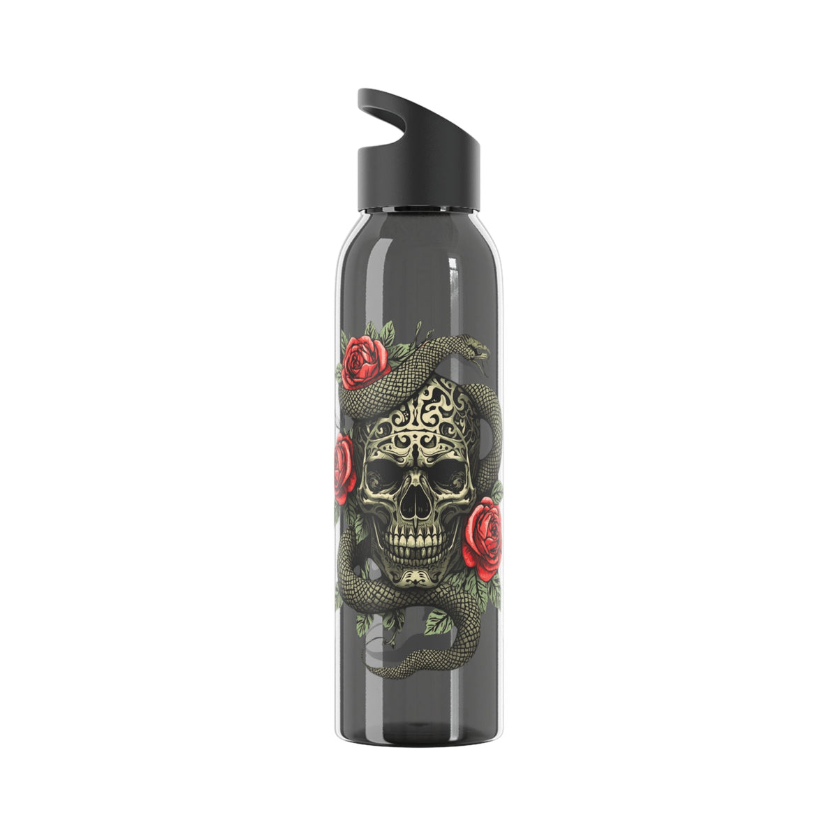 Skull Snake & Roses Water Bottle | Gothic Tattoo Inspired 21.9oz Drinks Bottle - SJM Print Store
