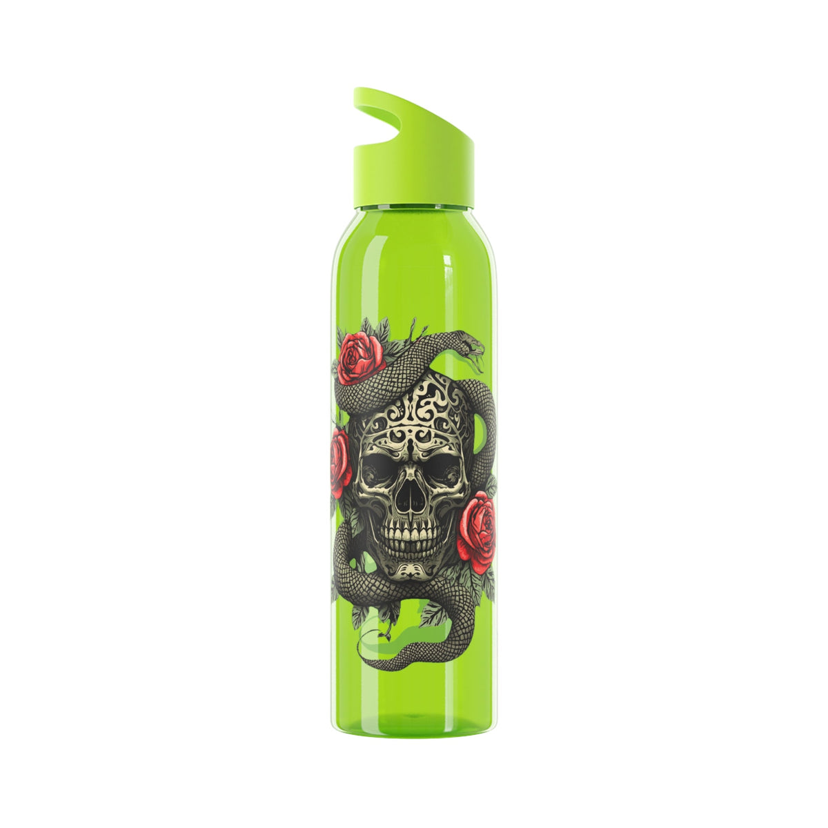 Skull Snake & Roses Water Bottle | Gothic Tattoo Inspired 21.9oz Drinks Bottle - SJM Print Store