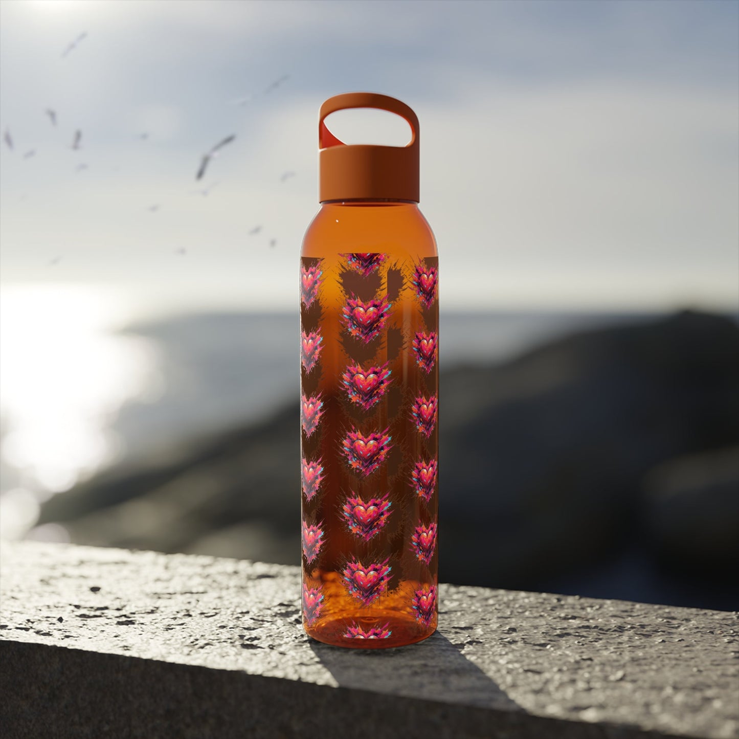 Sky Water Bottle â€” Heart Design Self - Love Water Bottle for Daily Hydration - SJM Print Store