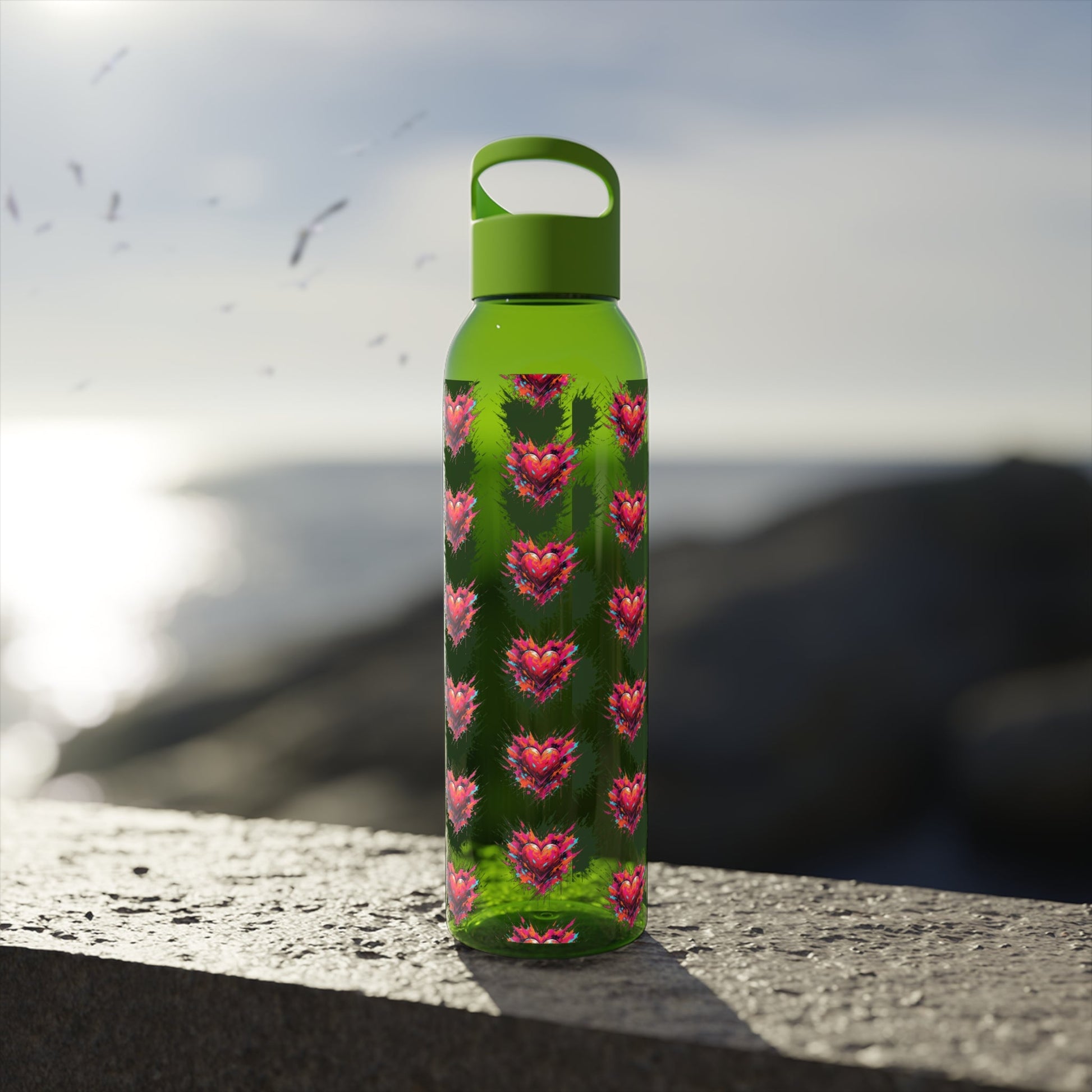 Sky Water Bottle â€” Heart Design Self - Love Water Bottle for Daily Hydration - SJM Print Store