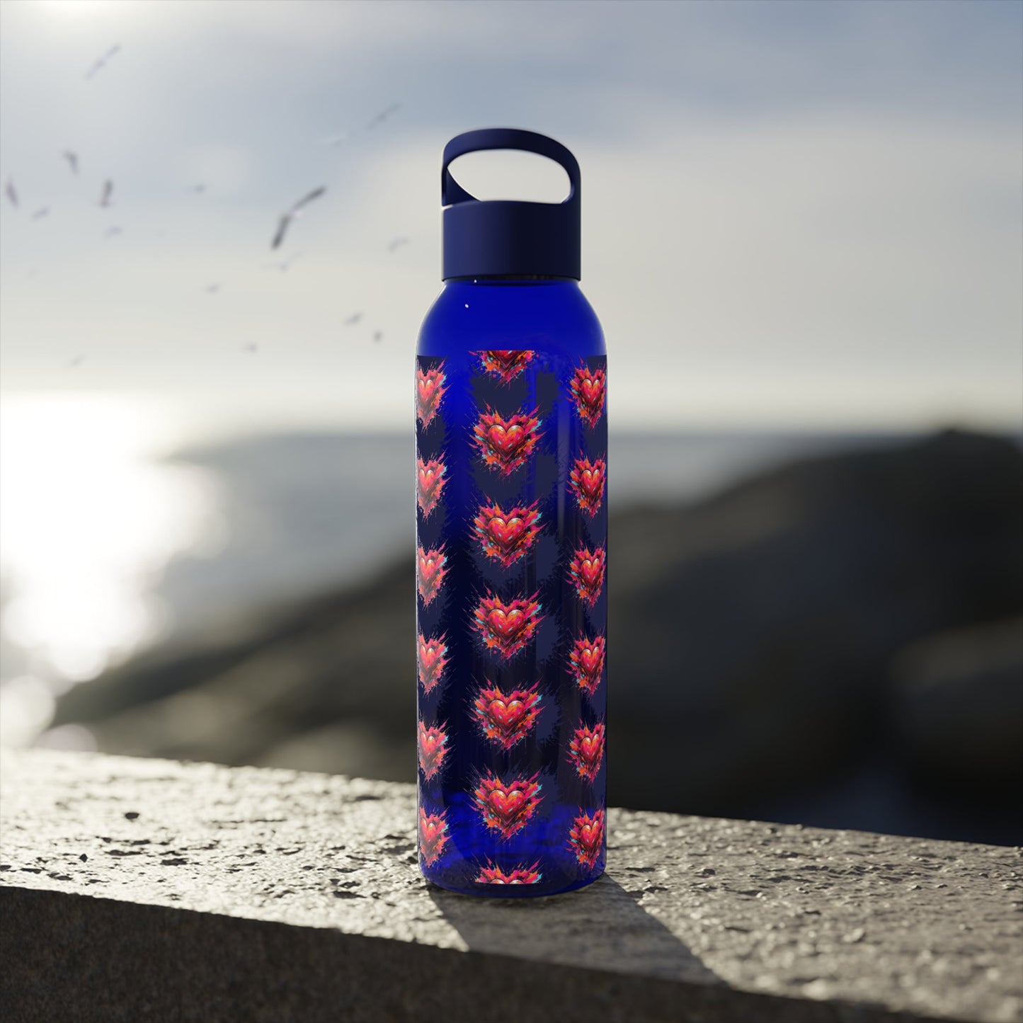 Sky Water Bottle â€” Heart Design Self - Love Water Bottle for Daily Hydration - SJM Print Store