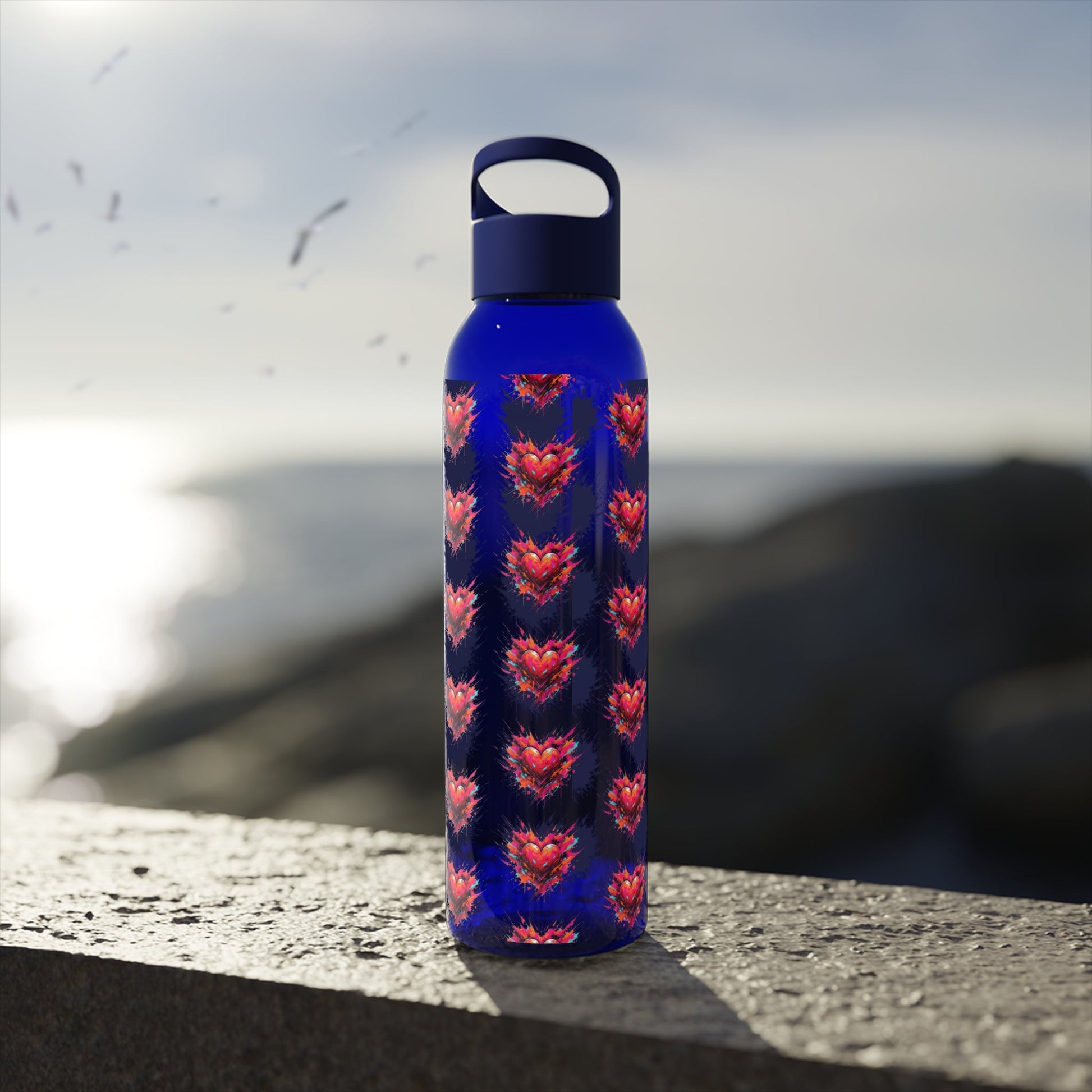 Sky Water Bottle â€” Heart Design Self - Love Water Bottle for Daily Hydration - SJM Print Store