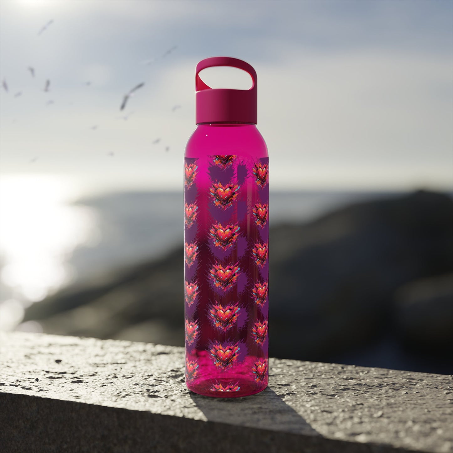 Sky Water Bottle â€” Heart Design Self - Love Water Bottle for Daily Hydration - SJM Print Store