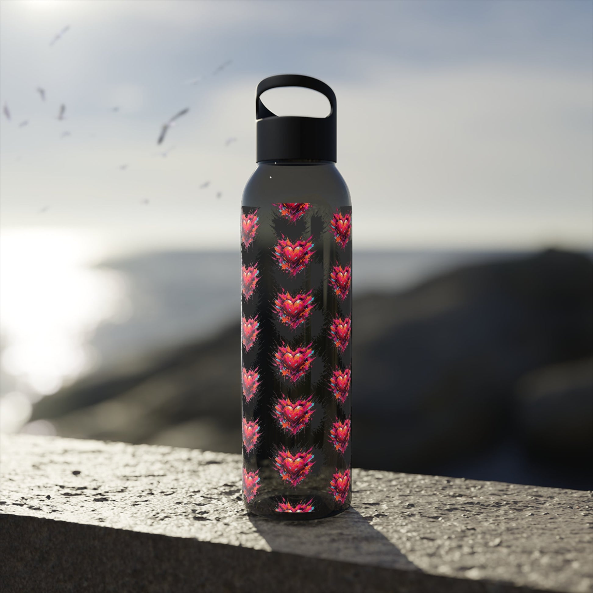 Sky Water Bottle â€” Heart Design Self - Love Water Bottle for Daily Hydration - SJM Print Store