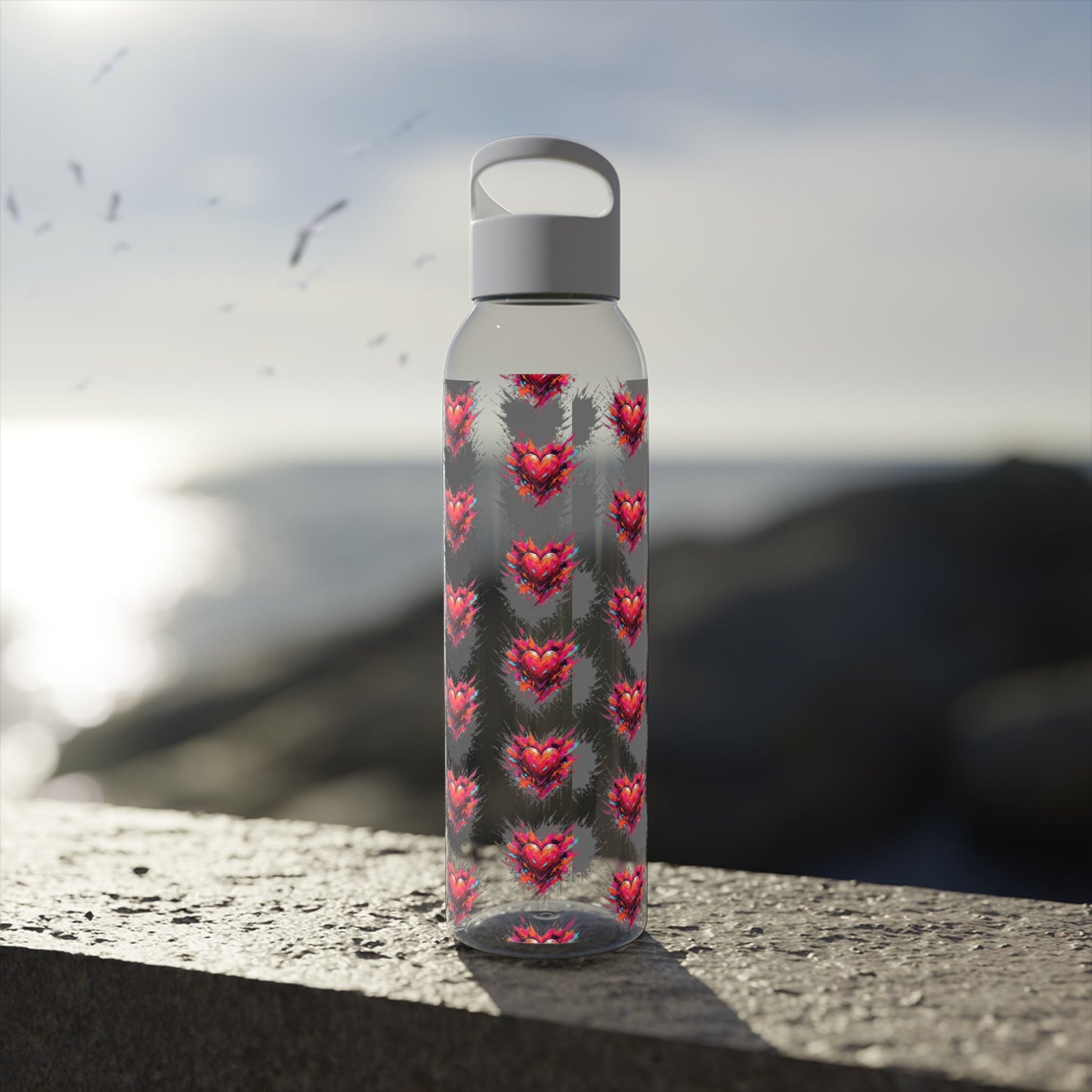 Sky Water Bottle â€” Heart Design Self - Love Water Bottle for Daily Hydration - SJM Print Store