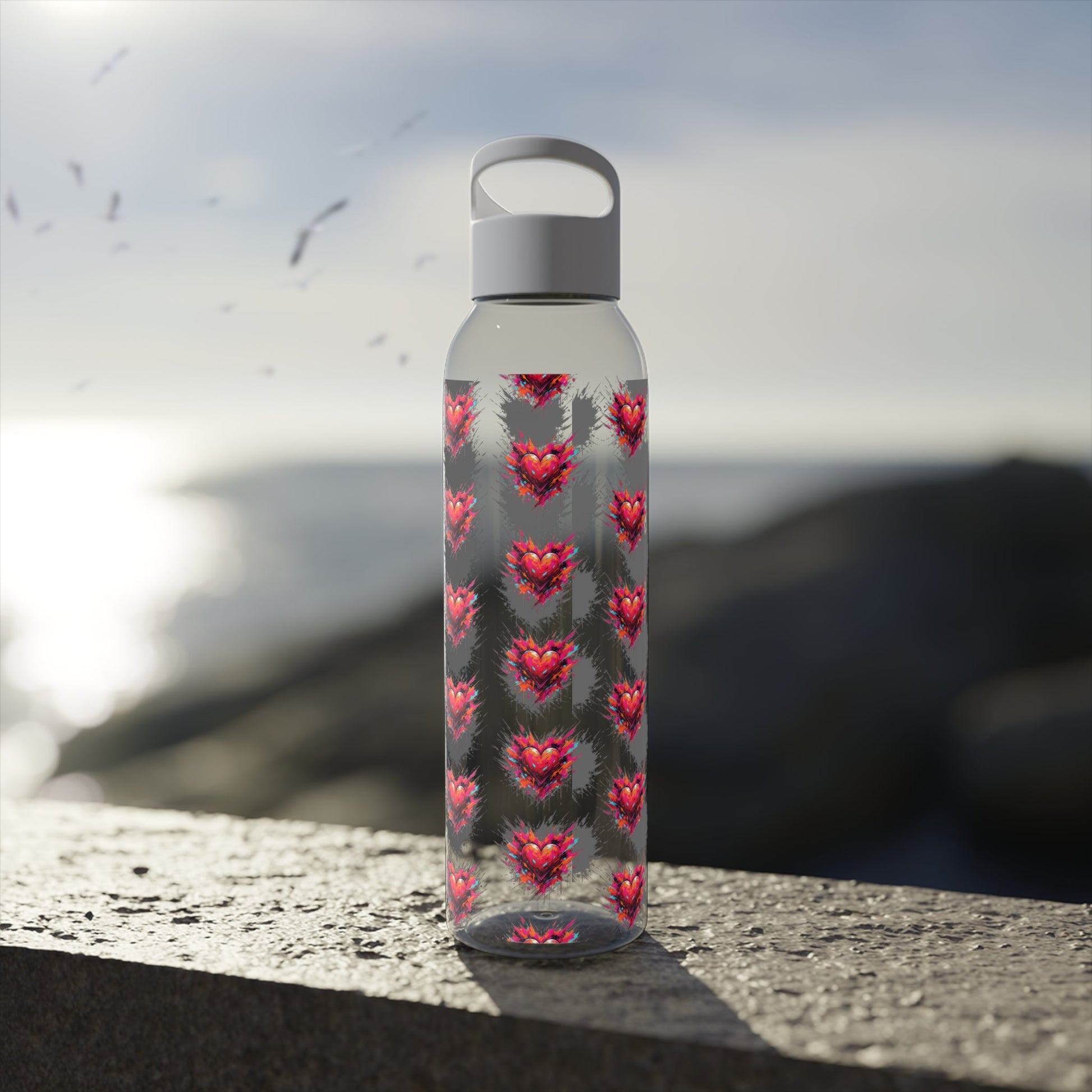 Sky Water Bottle â€” Heart Design Self - Love Water Bottle for Daily Hydration - SJM Print Store