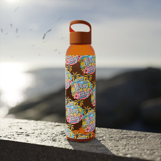 Sky Water Bottle â€“ 'Living Easy' Tropical Stainless Bottle - SJM Print Store