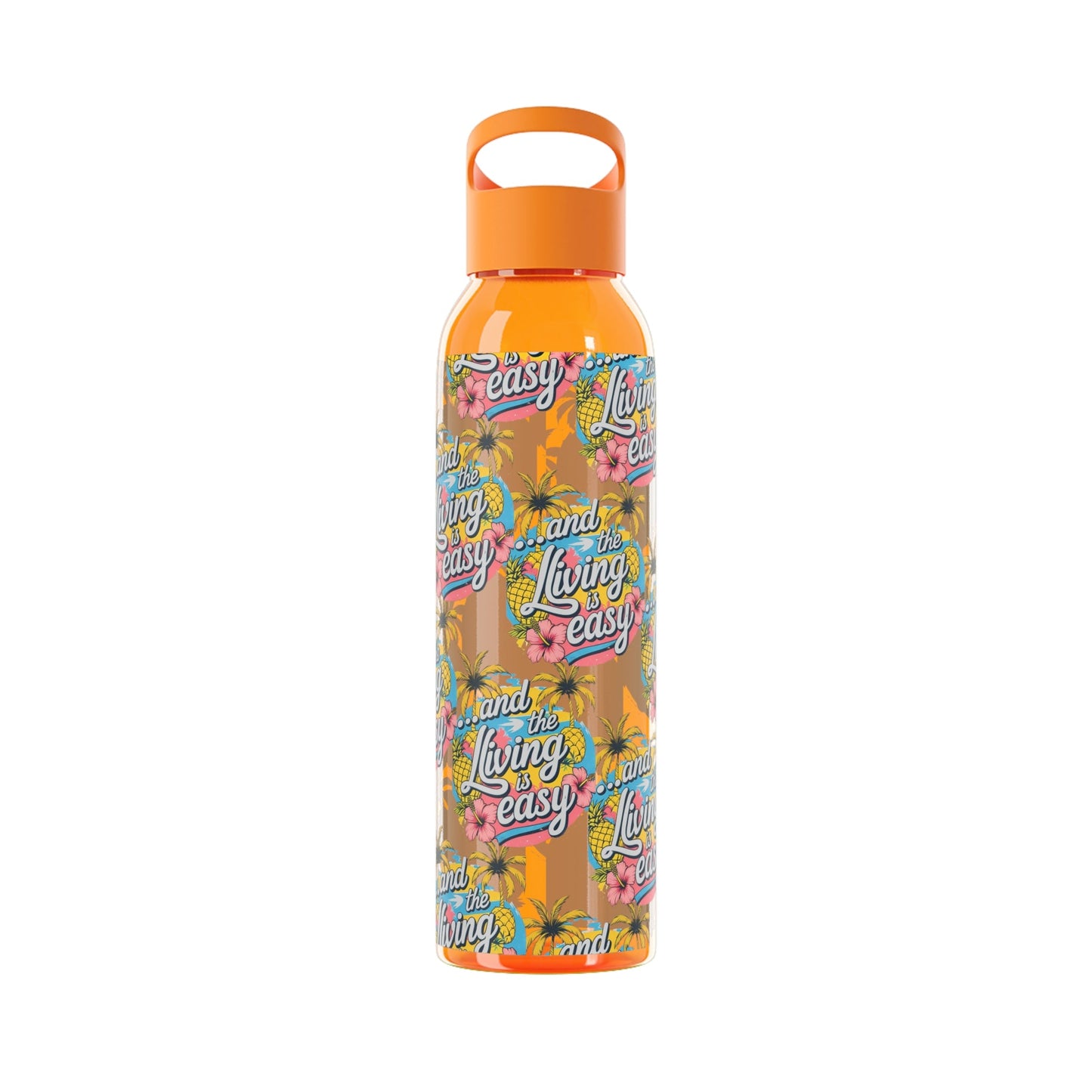Sky Water Bottle â€“ 'Living Easy' Tropical Stainless Bottle - SJM Print Store