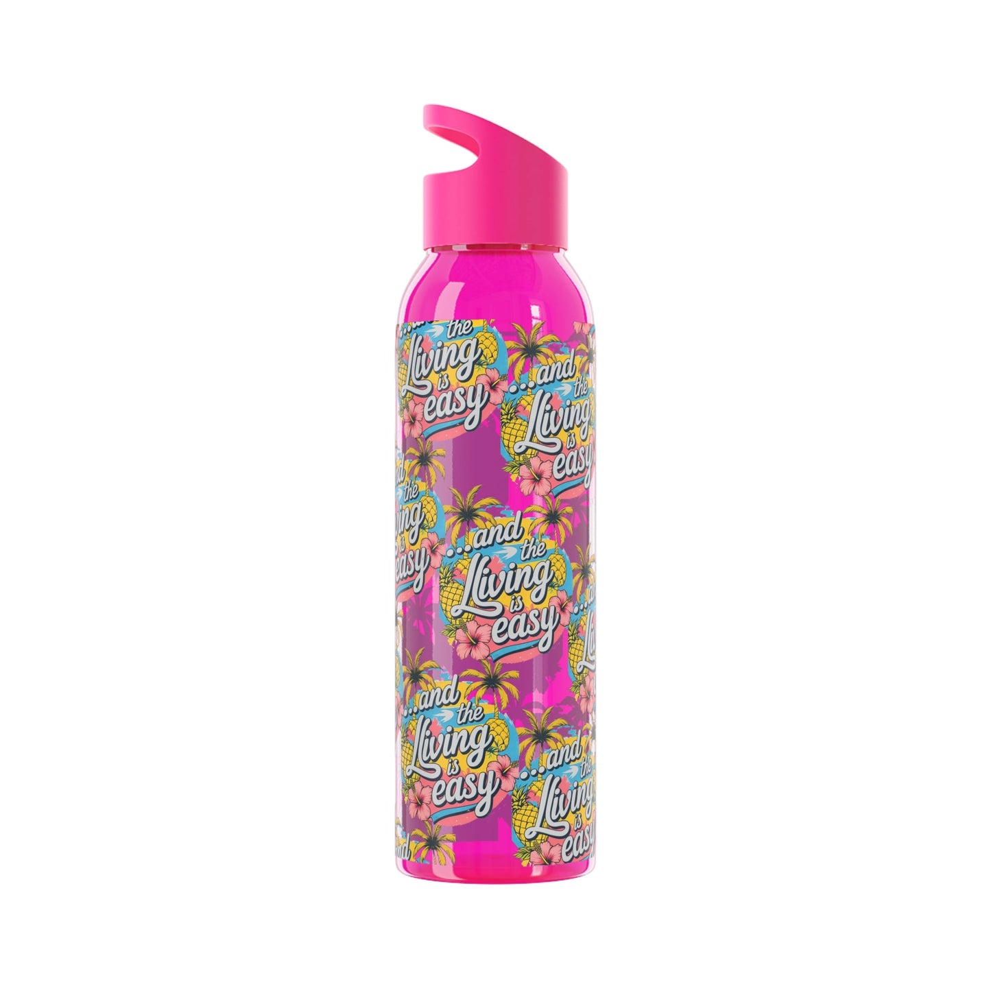 Sky Water Bottle â€“ 'Living Easy' Tropical Stainless Bottle - SJM Print Store