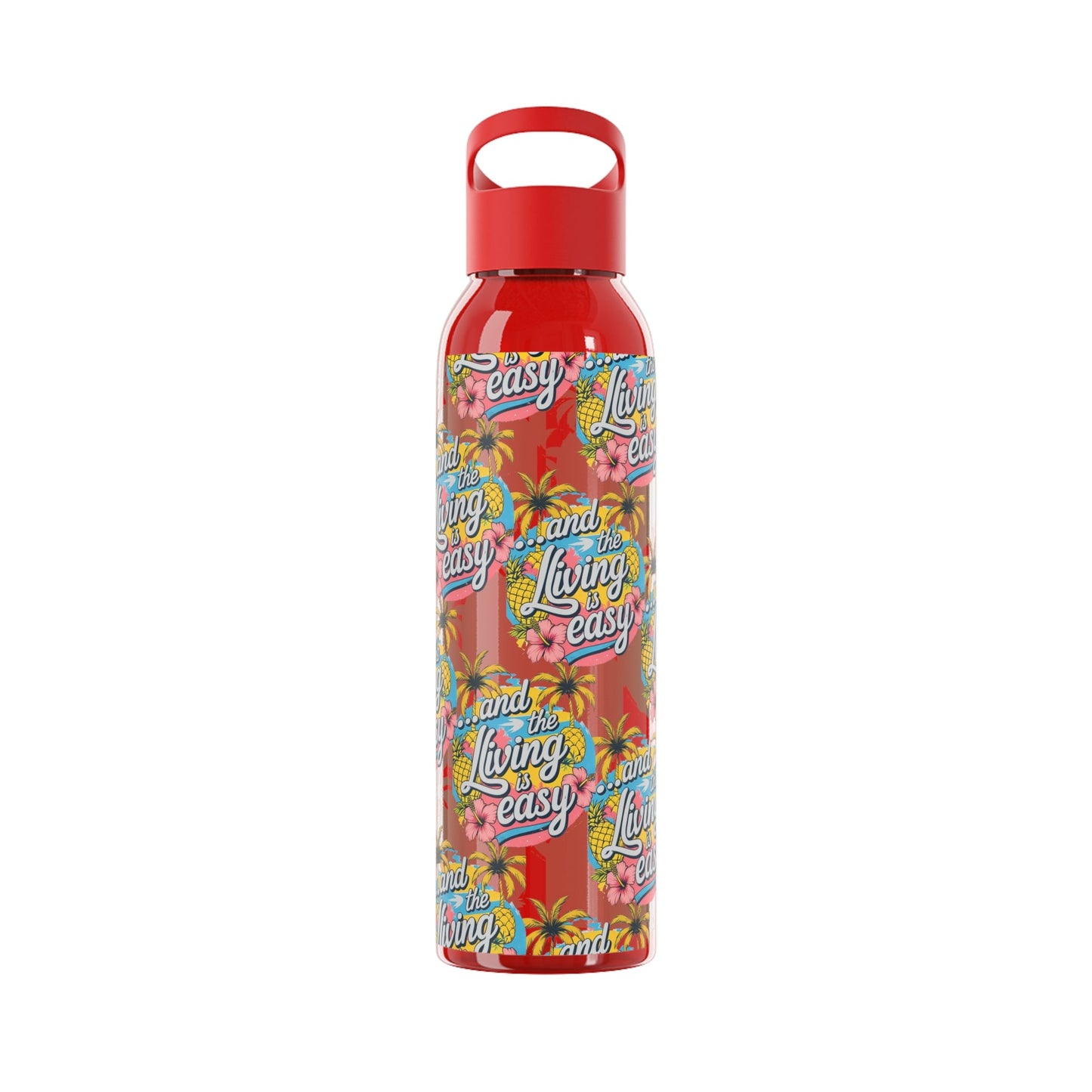 Sky Water Bottle â€“ 'Living Easy' Tropical Stainless Bottle - SJM Print Store