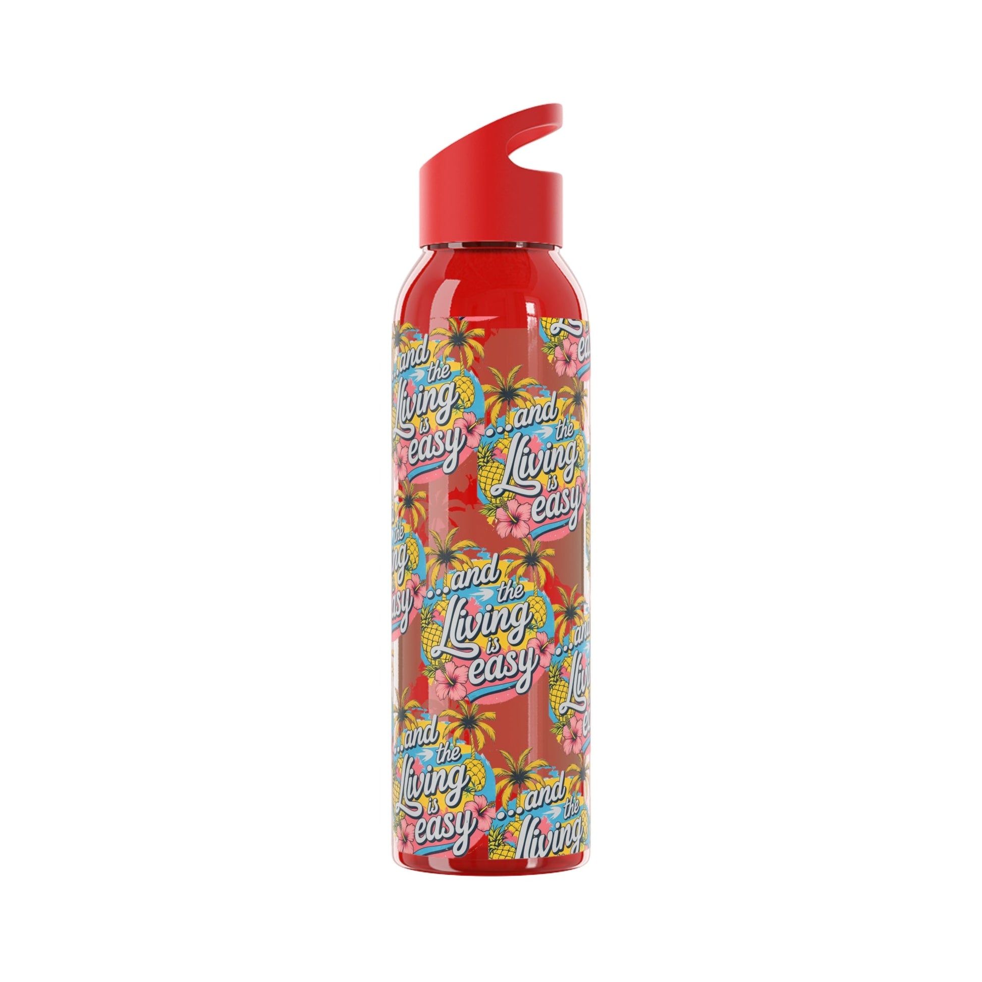 Sky Water Bottle â€“ 'Living Easy' Tropical Stainless Bottle - SJM Print Store