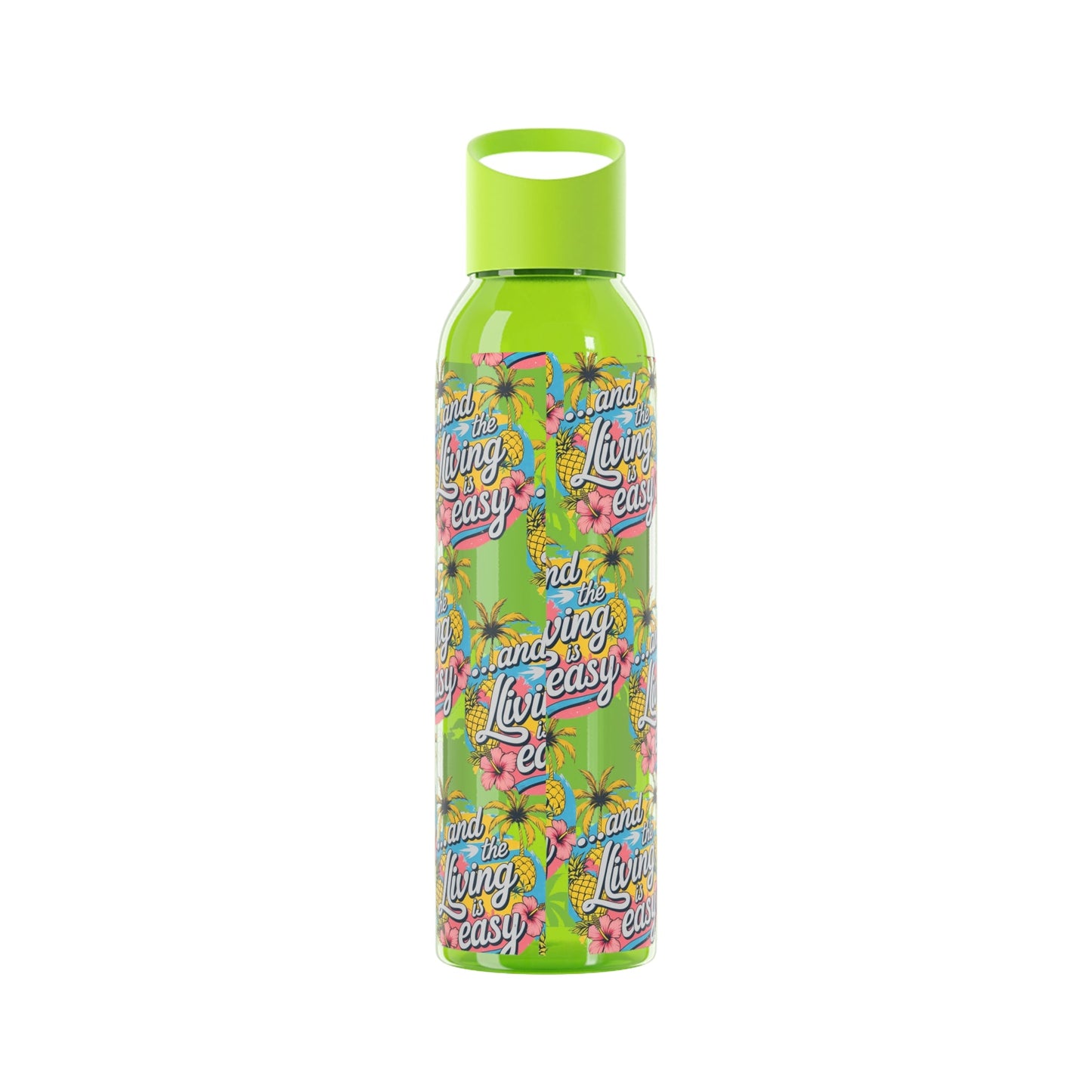 Sky Water Bottle â€“ 'Living Easy' Tropical Stainless Bottle - SJM Print Store
