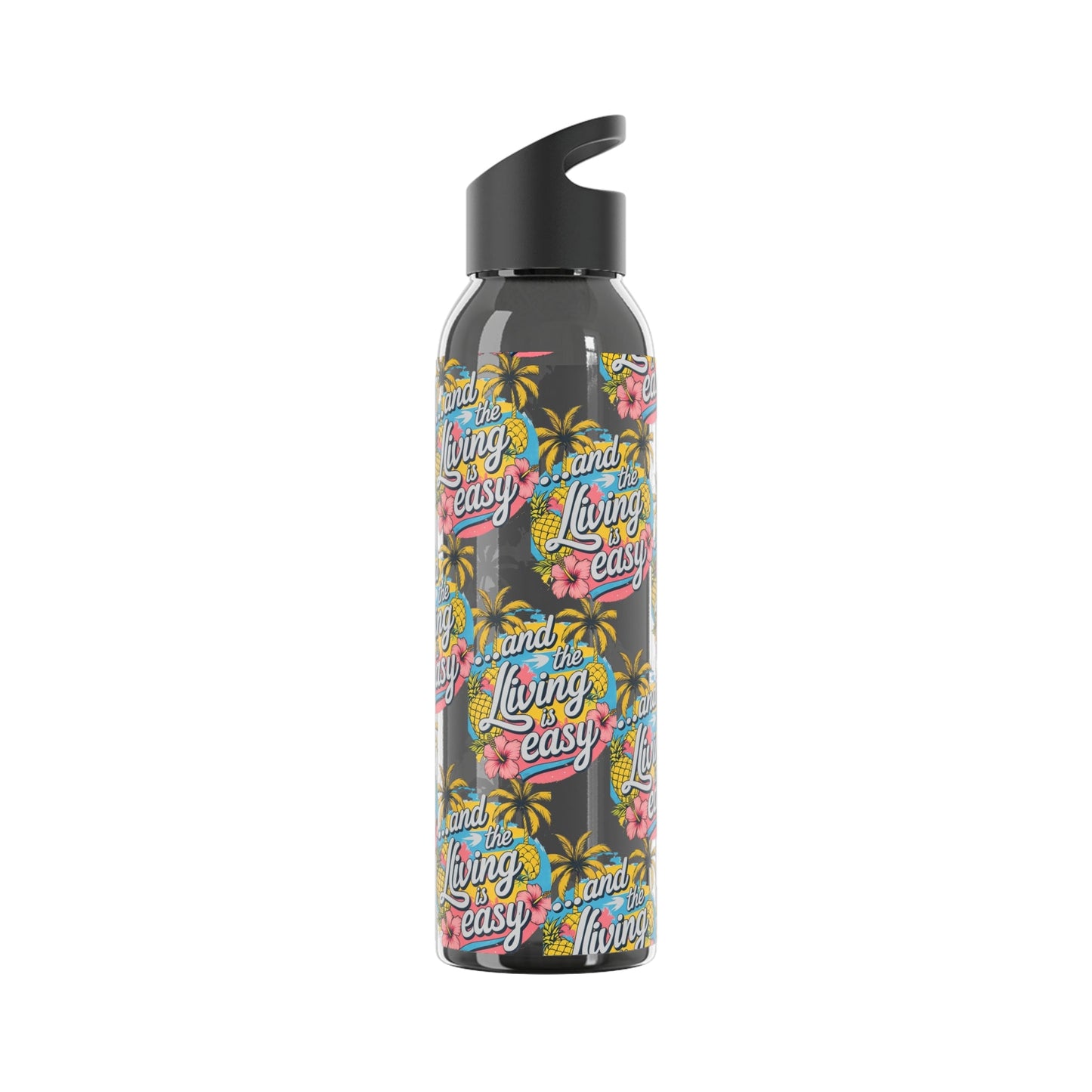 Sky Water Bottle â€“ 'Living Easy' Tropical Stainless Bottle - SJM Print Store