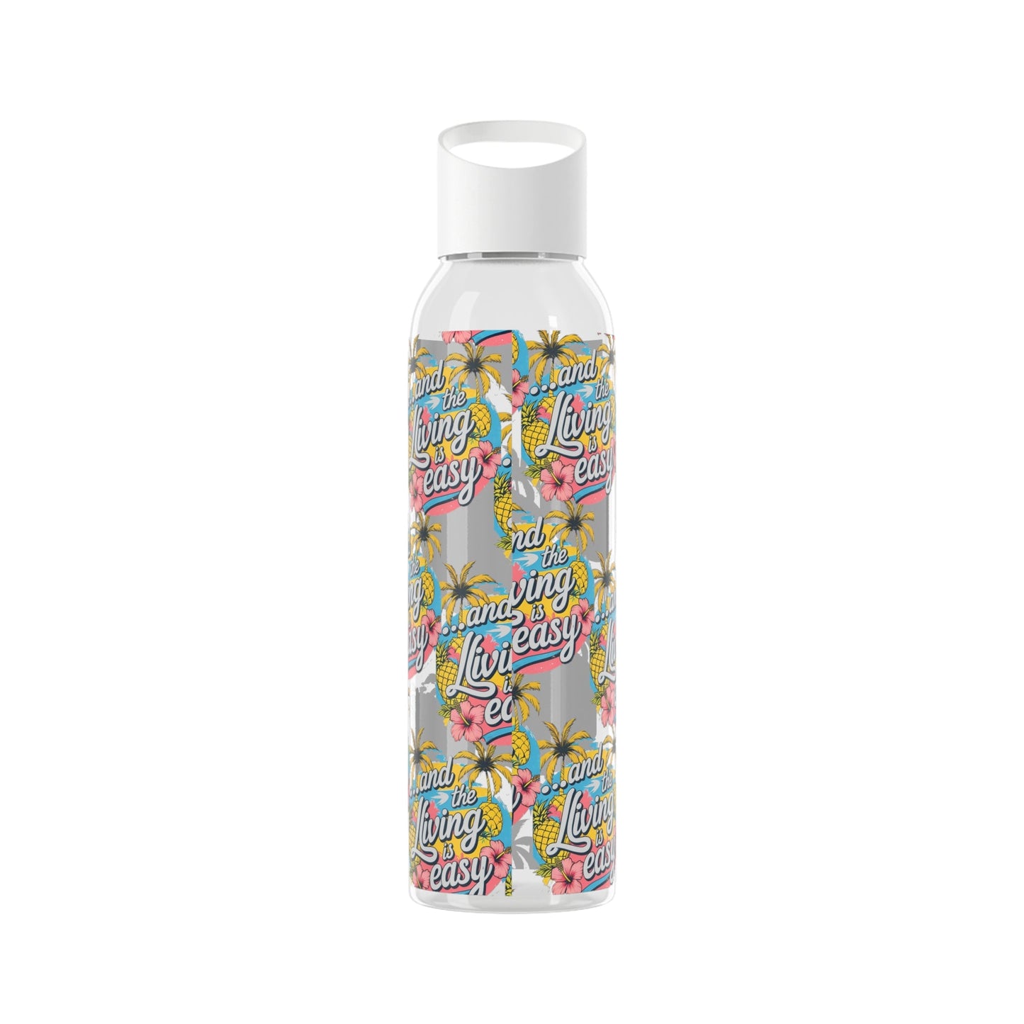 Sky Water Bottle â€“ 'Living Easy' Tropical Stainless Bottle - SJM Print Store