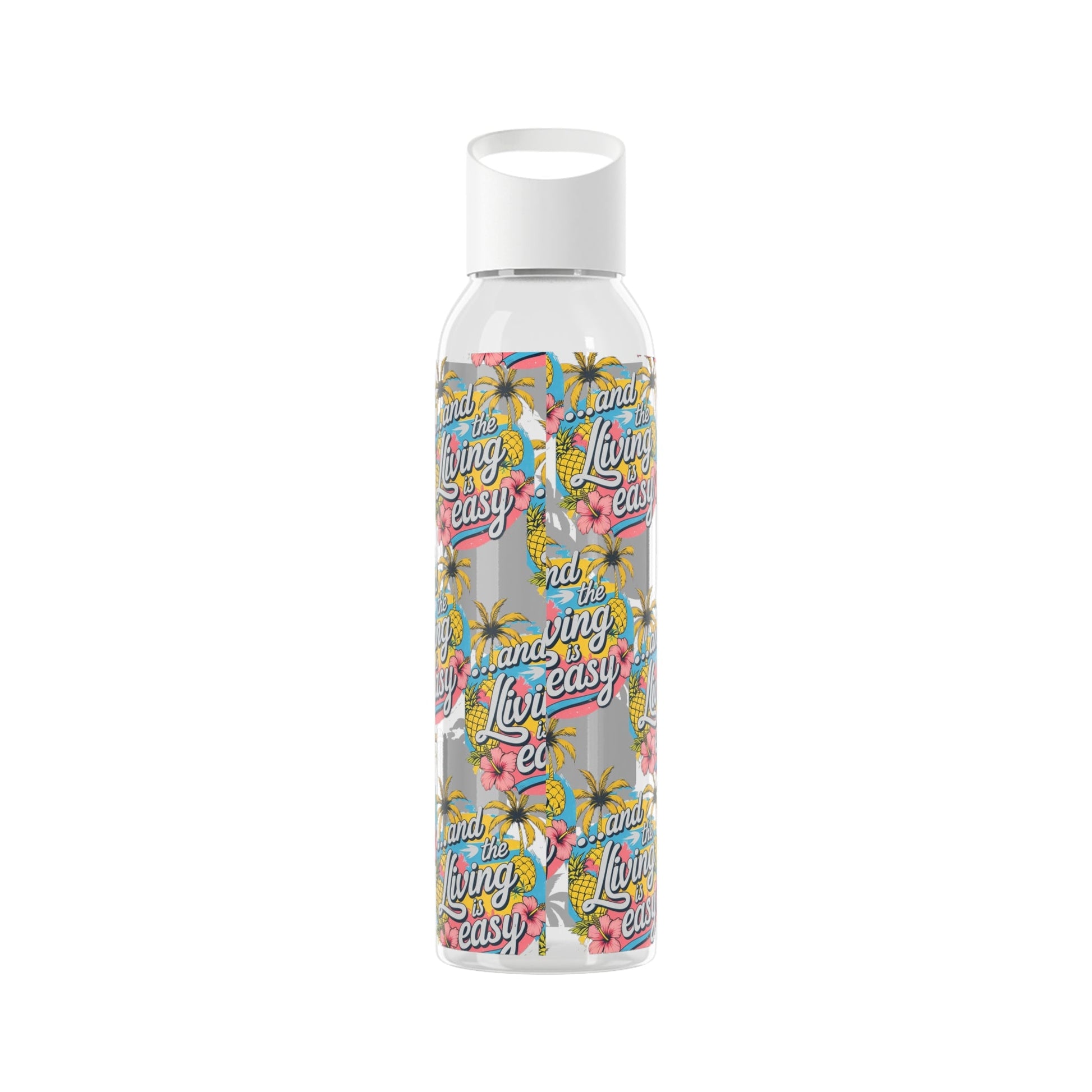 Sky Water Bottle â€“ 'Living Easy' Tropical Stainless Bottle - SJM Print Store