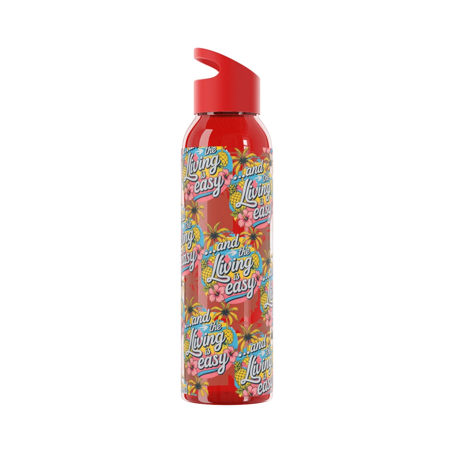 Sky Water Bottle â€“ 'Living Easy' Tropical Stainless Bottle - SJM Print Store