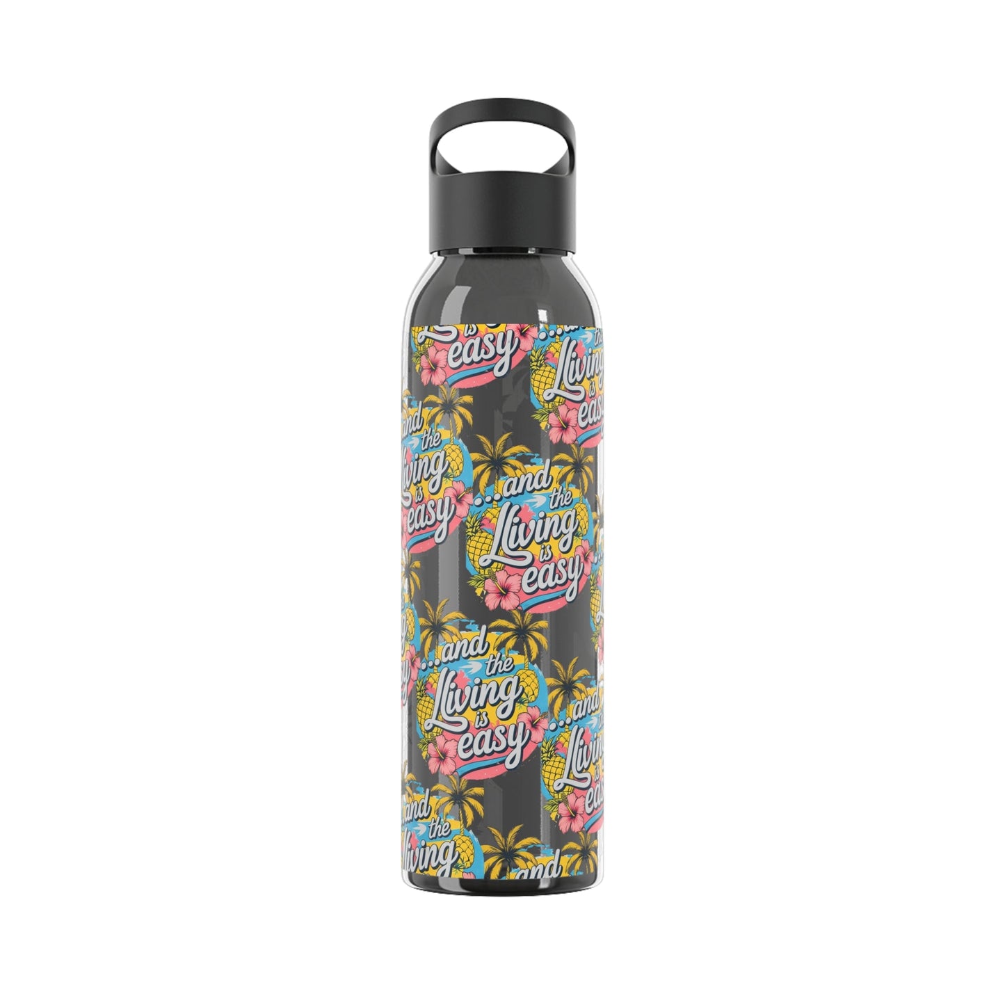 Sky Water Bottle â€“ 'Living Easy' Tropical Stainless Bottle - SJM Print Store