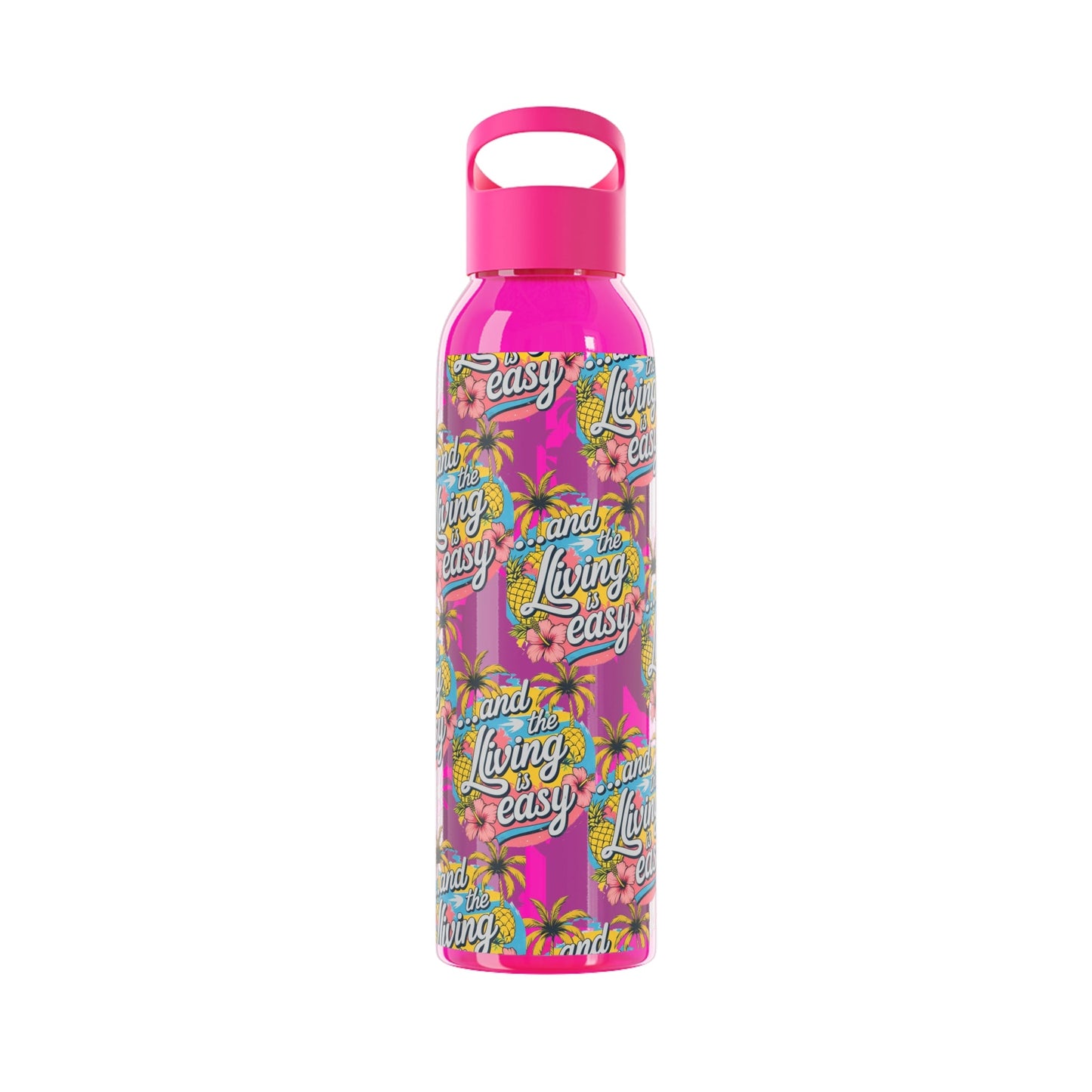 Sky Water Bottle â€“ 'Living Easy' Tropical Stainless Bottle - SJM Print Store