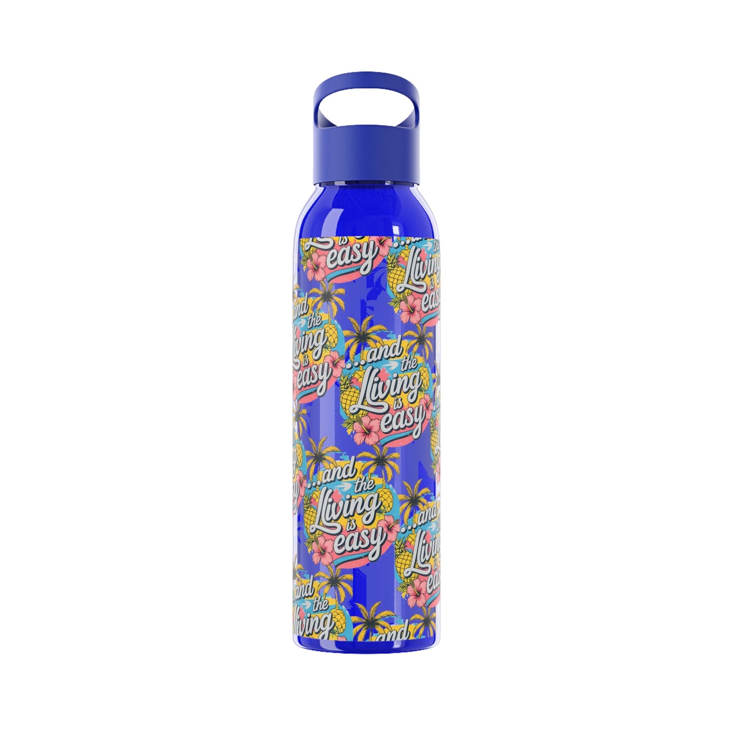 Sky Water Bottle â€“ 'Living Easy' Tropical Stainless Bottle - SJM Print Store