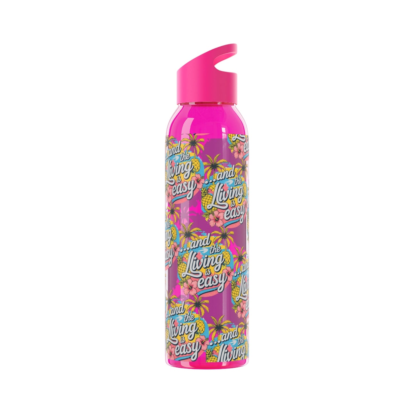 Sky Water Bottle â€“ 'Living Easy' Tropical Stainless Bottle - SJM Print Store