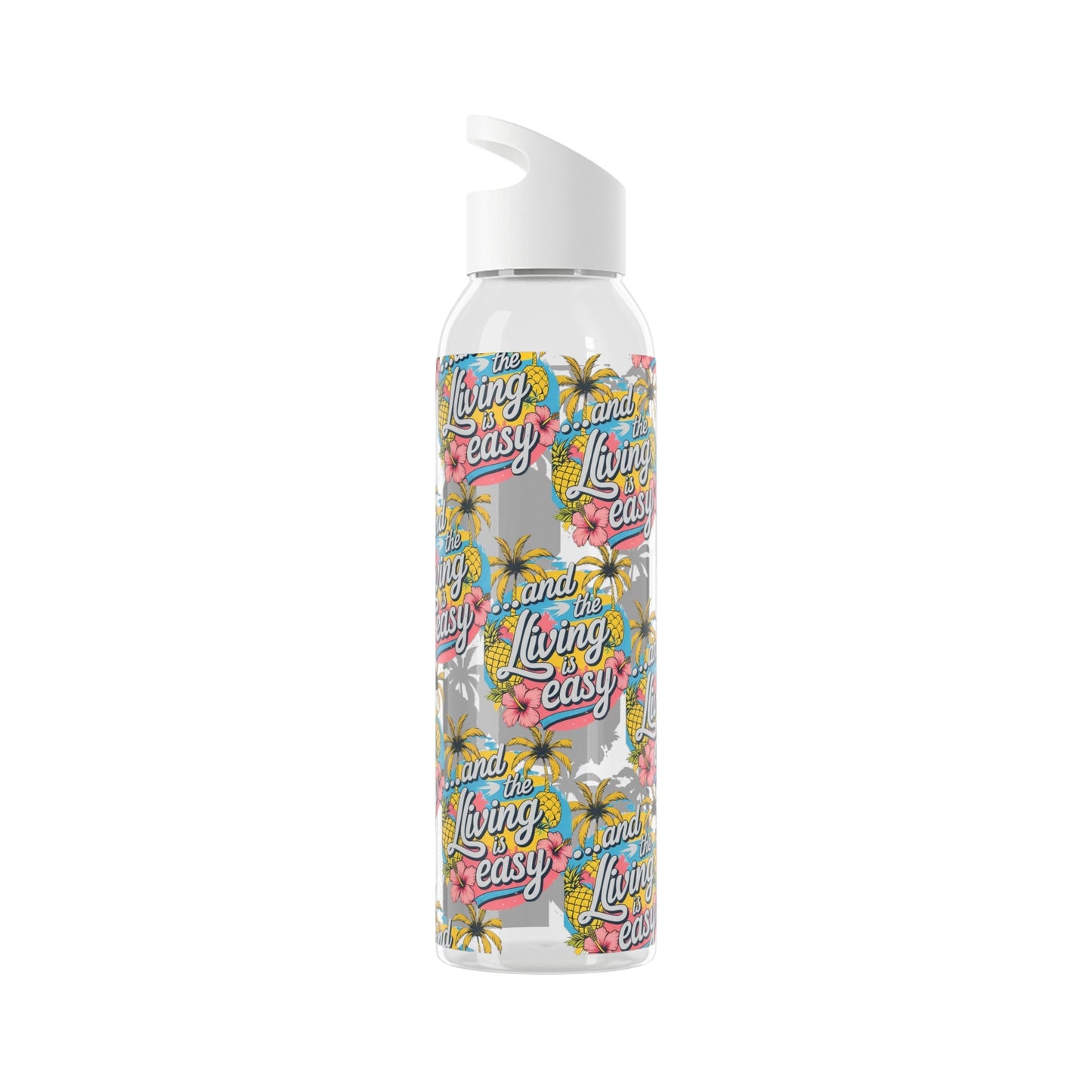 Sky Water Bottle â€“ 'Living Easy' Tropical Stainless Bottle - SJM Print Store