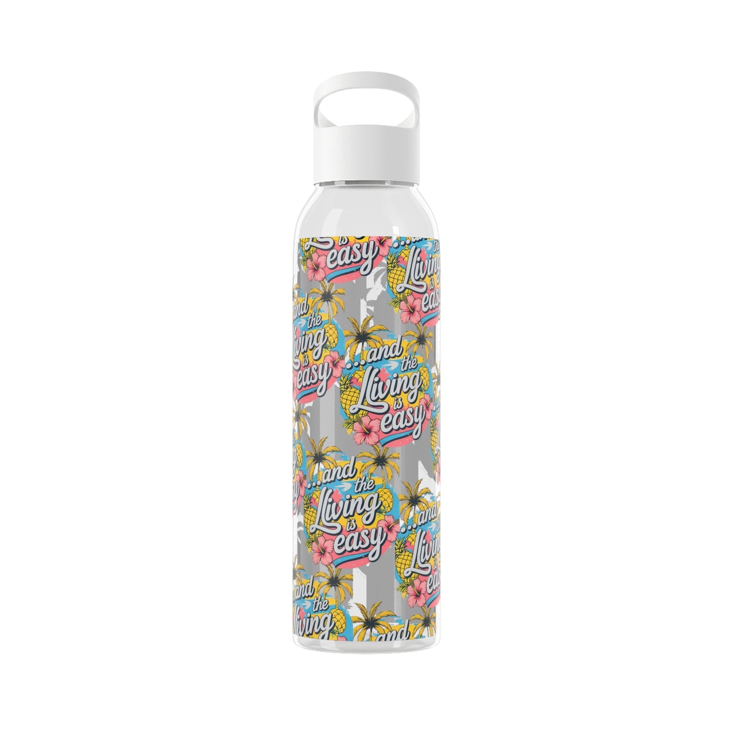 Sky Water Bottle â€“ 'Living Easy' Tropical Stainless Bottle - SJM Print Store