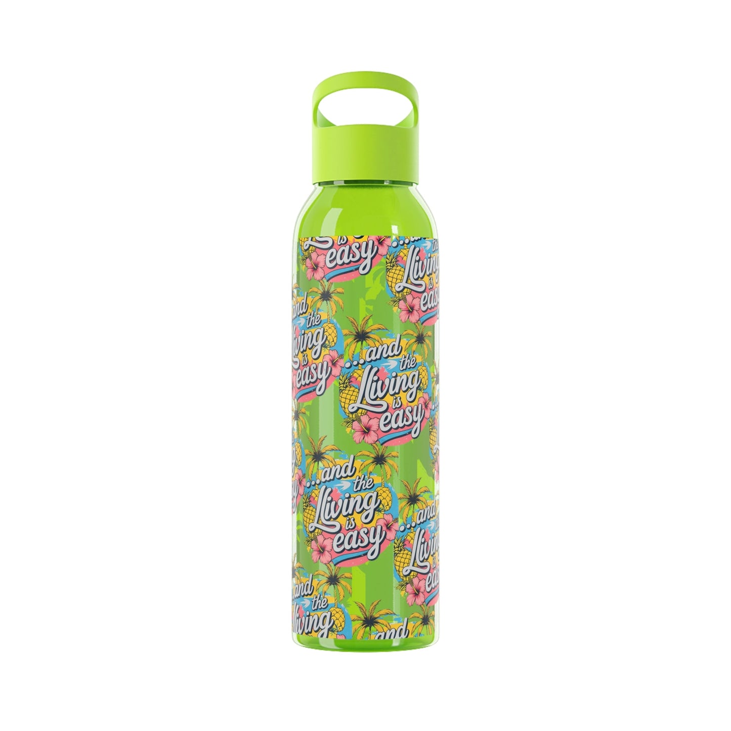 Sky Water Bottle â€“ 'Living Easy' Tropical Stainless Bottle - SJM Print Store